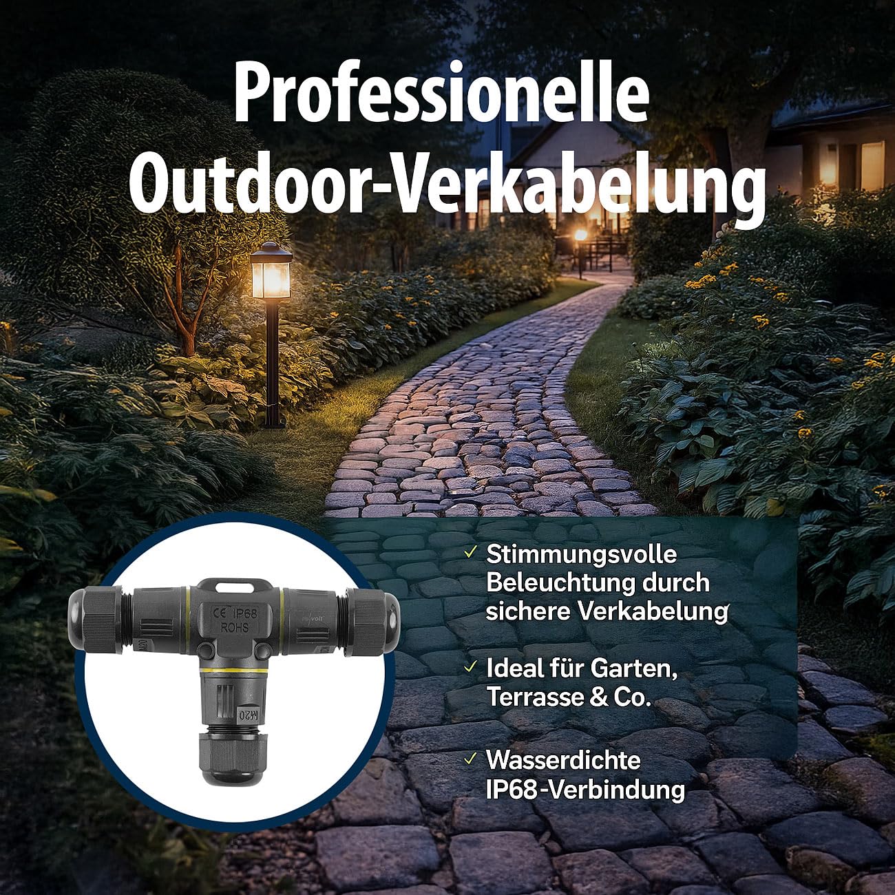 revolt Kabelverbinder IP68: 12er-Set wasserdichte 3-Wege-Kabelverbinder, für ? 3-12 mm Kabel (Mehrwege, Kabelmuffen)