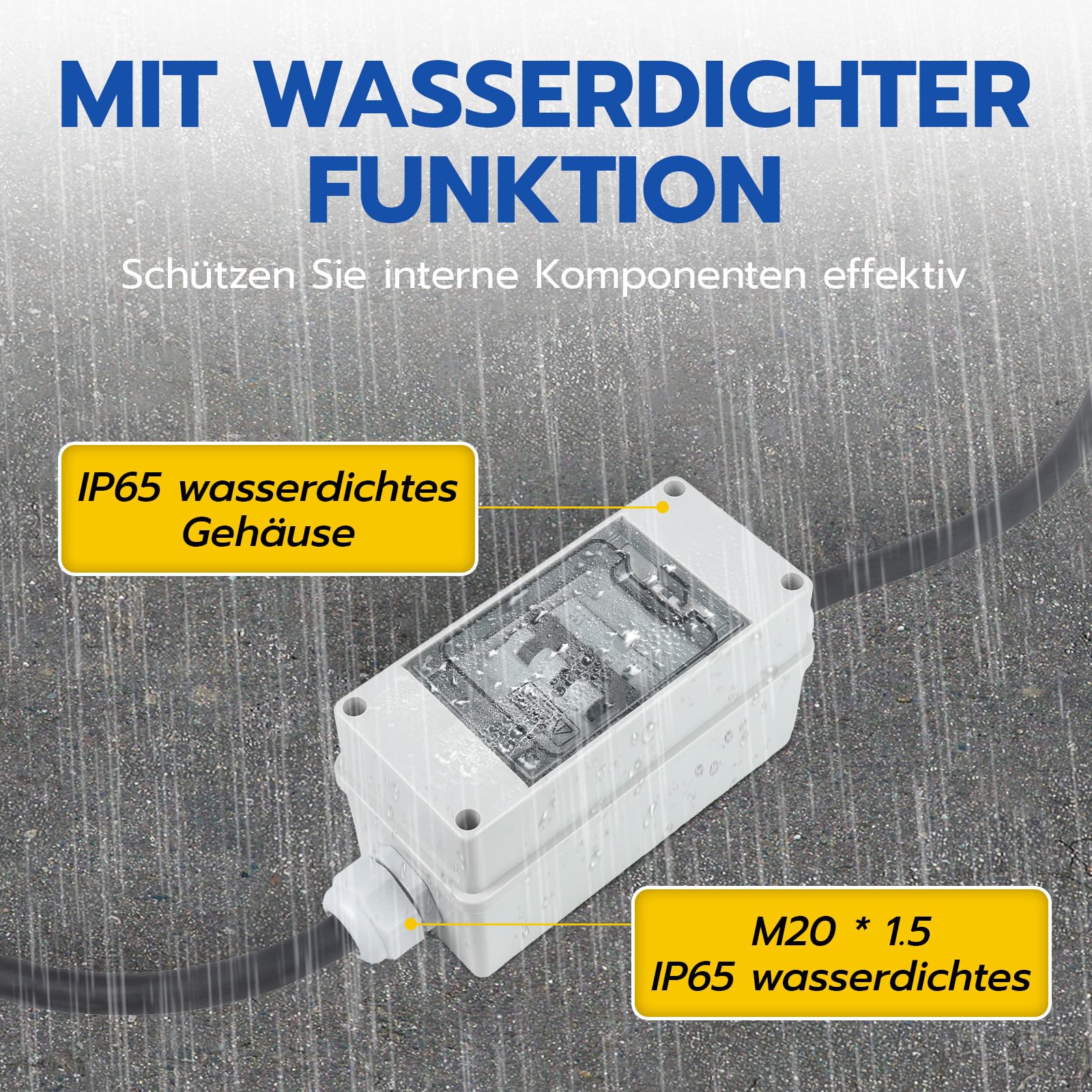 adattatore CEE da 32 A a 16 A, 230 V con interruttore di protezione, IP44, connettore e accoppiatore a 5 pin con cavo di prolunga CEE da 2,5 mm²
