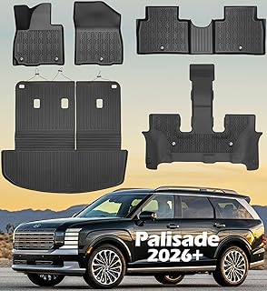 Floor Mats for 2026 Palisade Gas All Weather Full Set Cargo Liners Anti Slip New Hyundai Palisade 7-Seater Only Fuel Carpet Cover Odorless Trunk Protector Mat Backrest Accessories