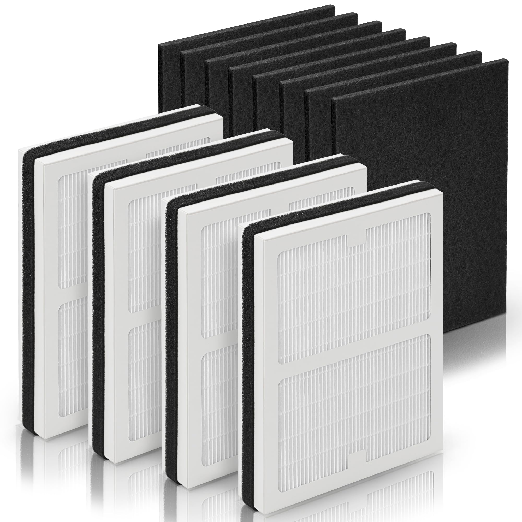 Idylis Filtro di ricambio A per purificatore d'aria Idylis AC-2119 IAP-10-100 IAP-10-150 IAPC-40-140 e Filtrete FAP-C01-A con filtro Idylis IAF-H-100A dimensione A, 4 H13 HEPA e 8 prefiltri a carbone