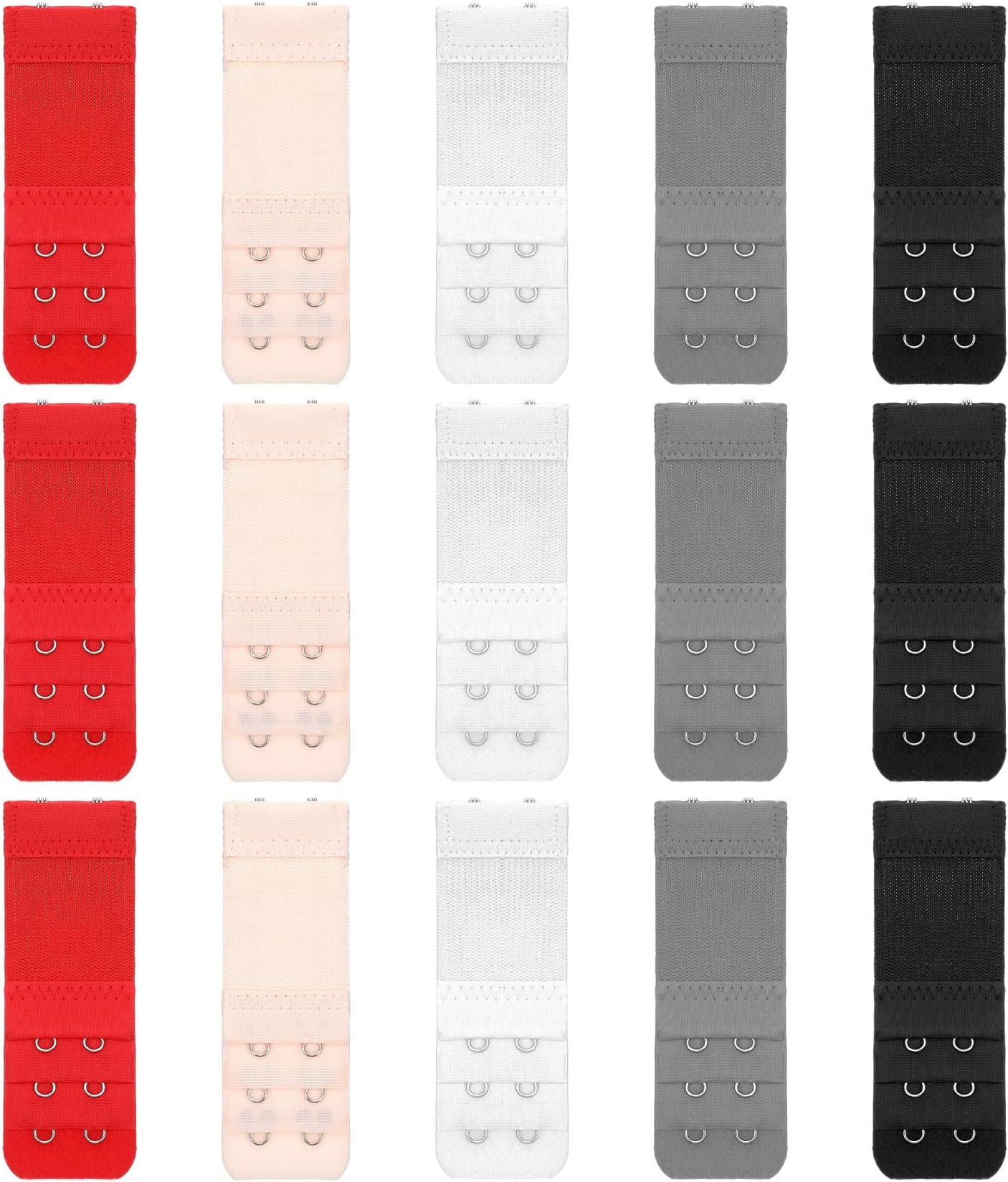 15 Pcs Bra Extender 2 Hook, Bra Extenders 2 Hooks Elasticfor Plus Size Women, Comfortable Strap Extender for Tight Bras, Adjustable Fit (Five colors)