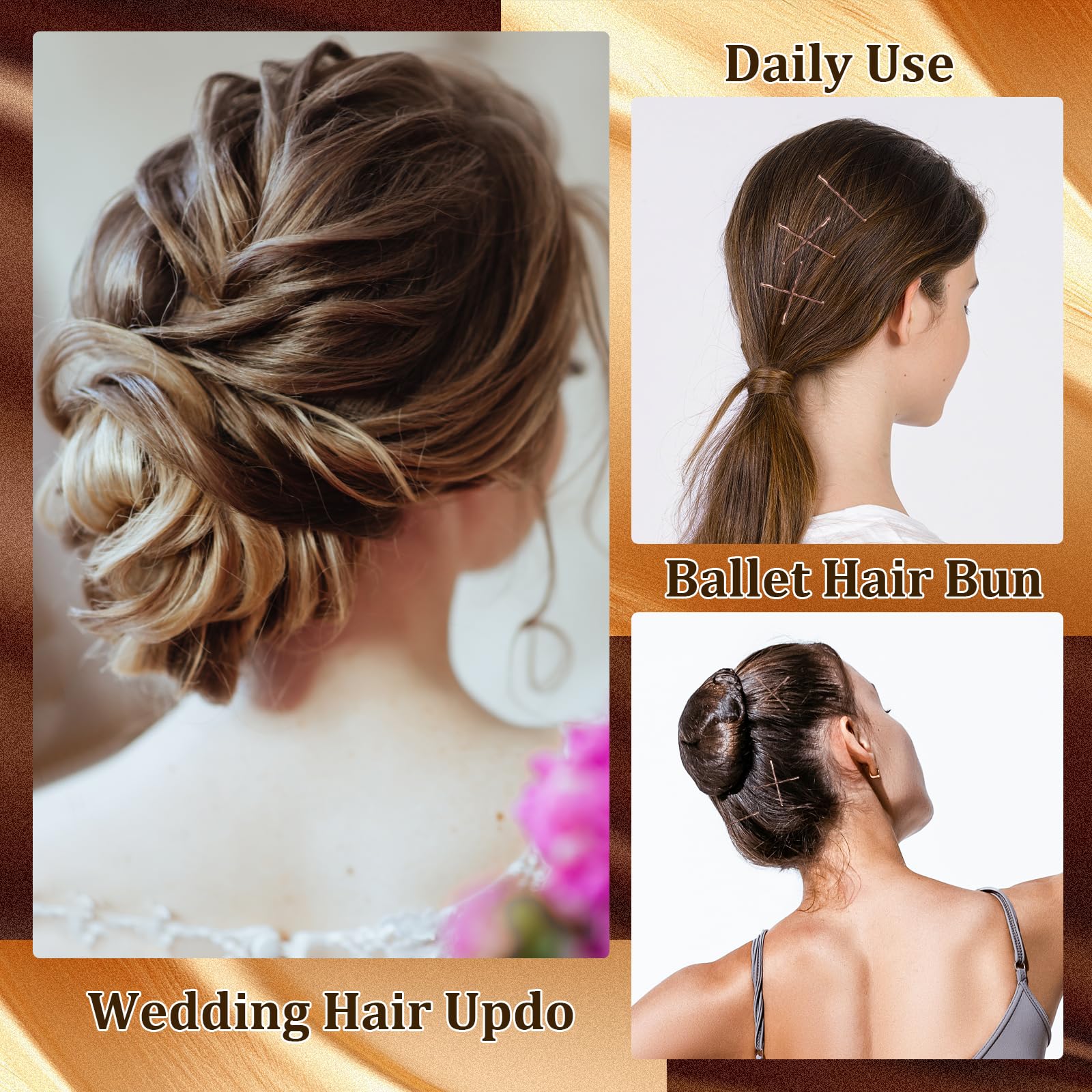 Kit de accesorios para el cabello de baile, cosas de baile con 100 alfileres en forma de U, 50 alfileres, 100 bandas elásticas de goma, 8 redes invisibles para el cabello, 2 ligas para el pelo 6
