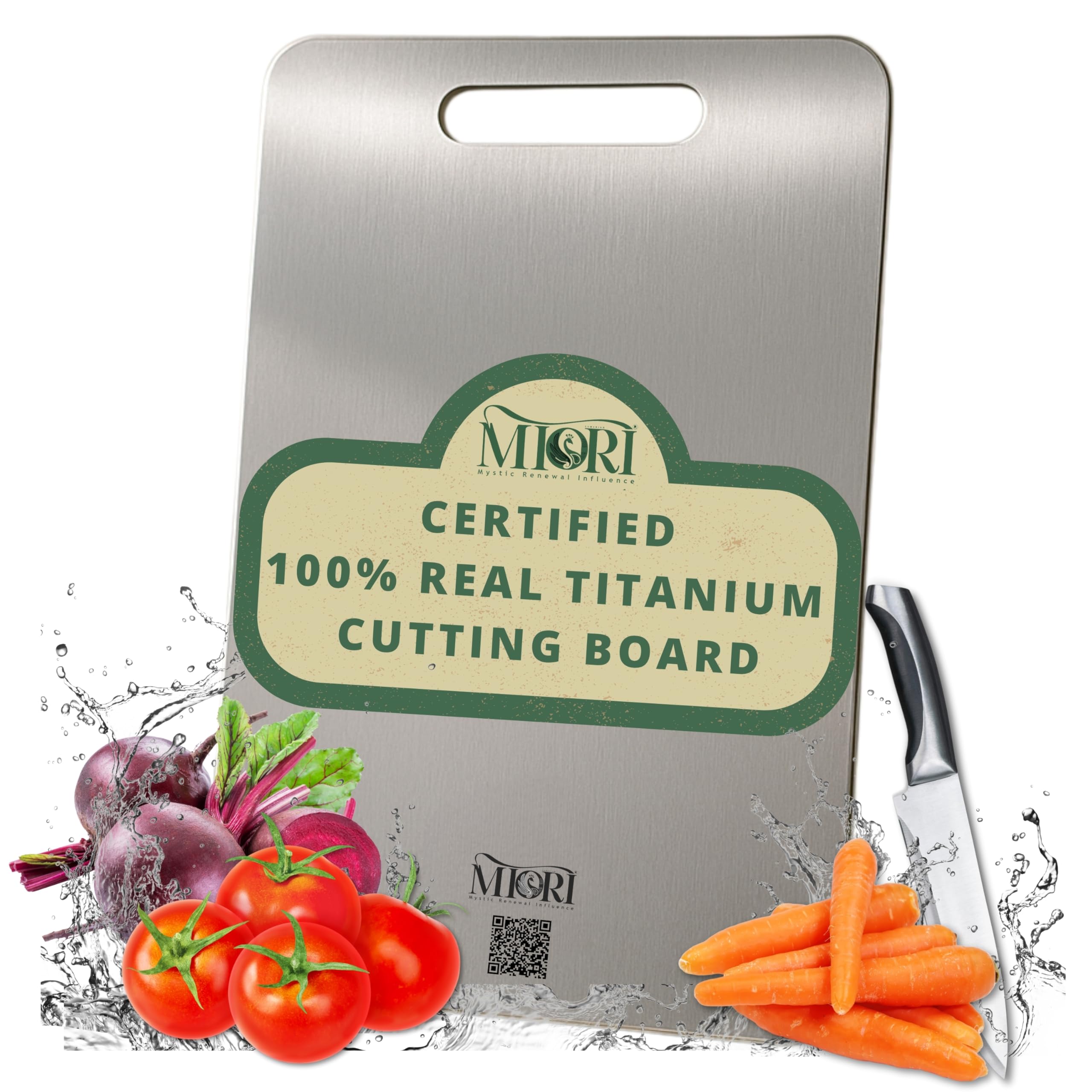 Certified Titanium Cutting Board - 15x11 inch | 100% Pure Titanium Cutting Boards | Rustproof and Knife-friendly | Durable and Clean Surface for