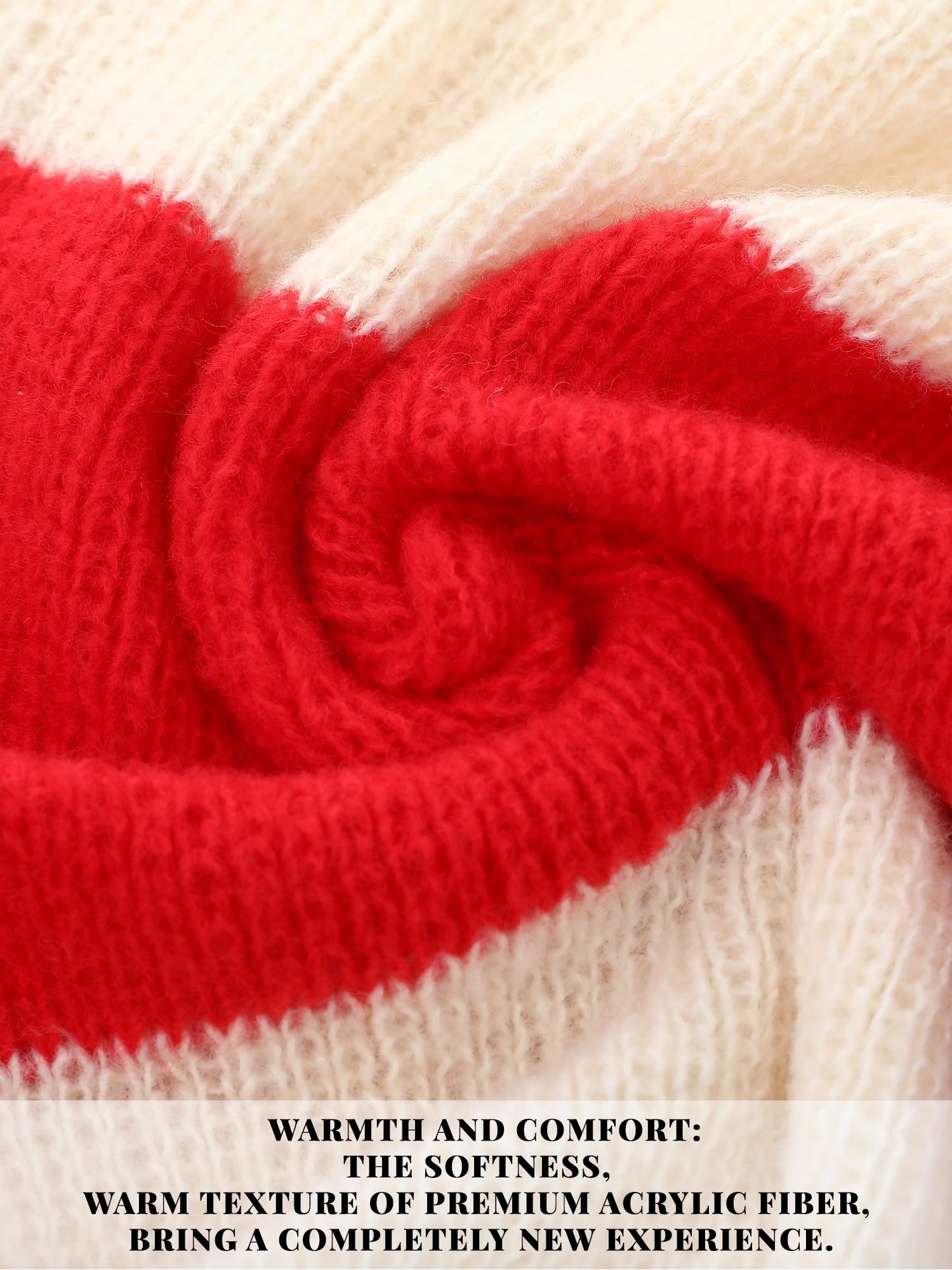 4 bufandas de Navidad unisex con tema de Navidad, bufanda de punto de invierno, bufanda larga cálida con borlas, 71 pulgadas, Como se muestra en las imágenes. 6
