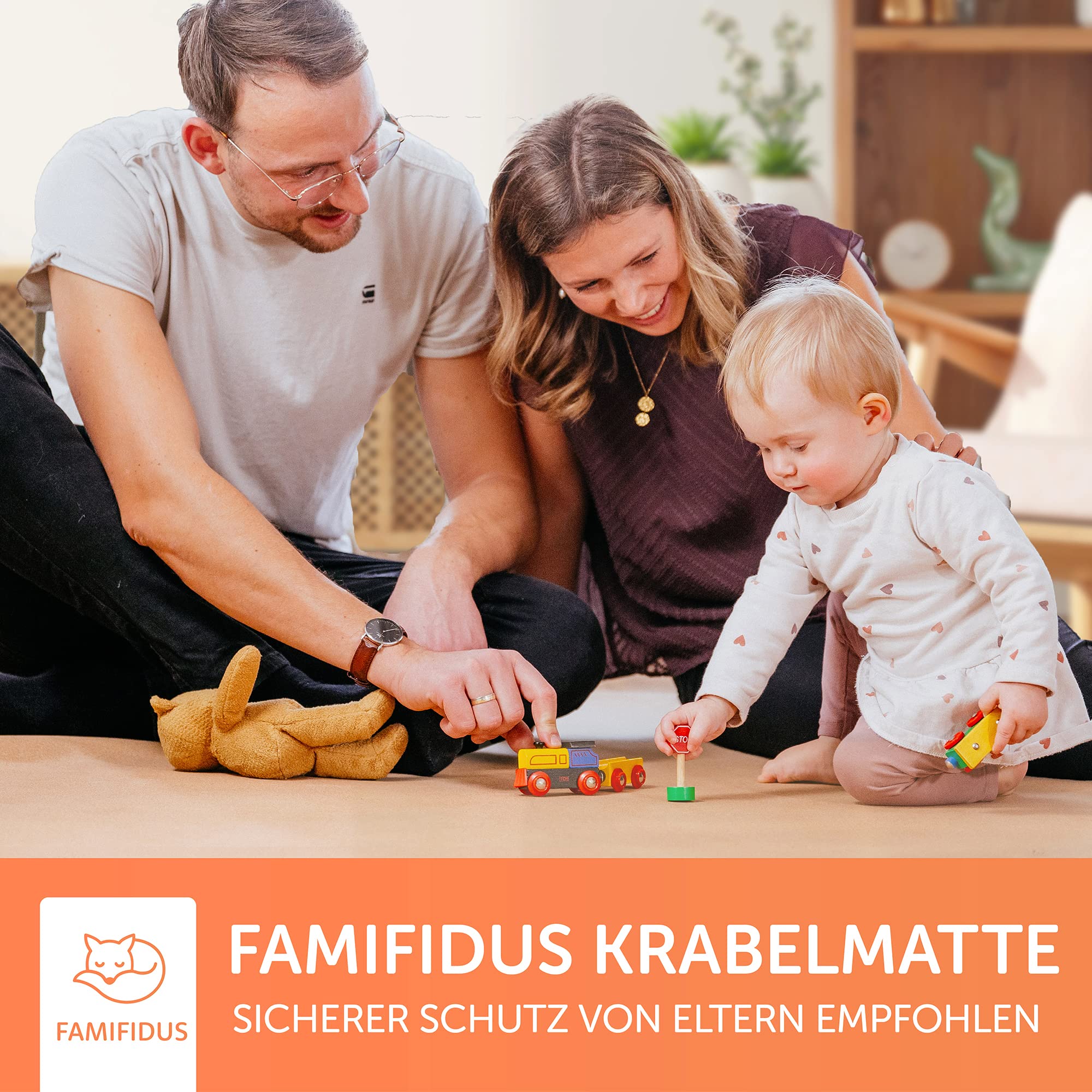 Famifidus Krabbelmatte Baby schadstofffrei - Kinder Spielmatte aus Kork & Naturkautschuk - 180 x 135 cm - Bodenmatte mit 4,5mm Stärke ideal als Spielunterlage, Spiel und Krabbelunterlage Braun