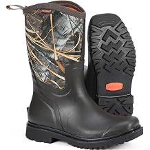 Showave Square Toe Rubber Boots for Men Insulated Rain Boots Men Waterproof Mud Boot for Gardening Farming Outdoor
