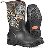 Showave Square Toe Rubber Boots for Men Insulated Rain Boots Men Waterproof Mud Boot for Gardening Farming Outdoor