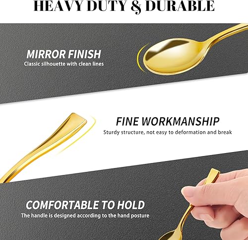 Miniatura 4 de Mini cucharas doradas de 4 pulgadas (100 unidades) Cucharas pequeñas desechables de plástico para postre para degustación de aperitivos, coctelería