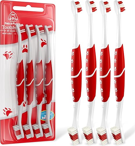 Cepillo de dientes para mascotas para perros, gatos con cerdas suaves, fácil limpieza de dientes y cuidado dental, cepillo de dientes antideslizante