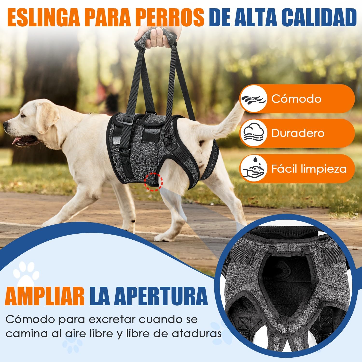 SlowTon Arnés de Soporte para Patas Traseras para Perros Medianos y Grandes - Arnés Elevador Ajustable y Cómodo para Perros Ancianos, Lesionados, Artríticos o con Discapacidad