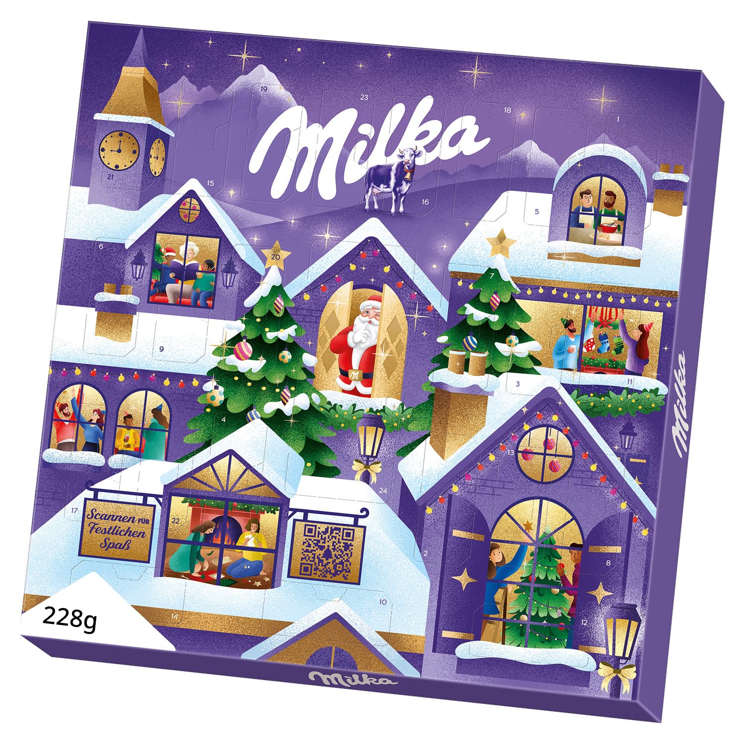 Milka Adventszauberkalender, Alpenmilch-Schokolade mit Dorfmotiv, 238 g