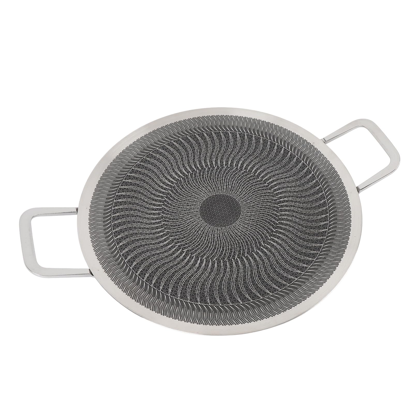 Generic Stainless Steel Korean Traditional BBQ Grill Pan, Space Saving Uniform Heat Korean Traditional BBQ Grill Pan Unique for Cooking Stoves (38cm)