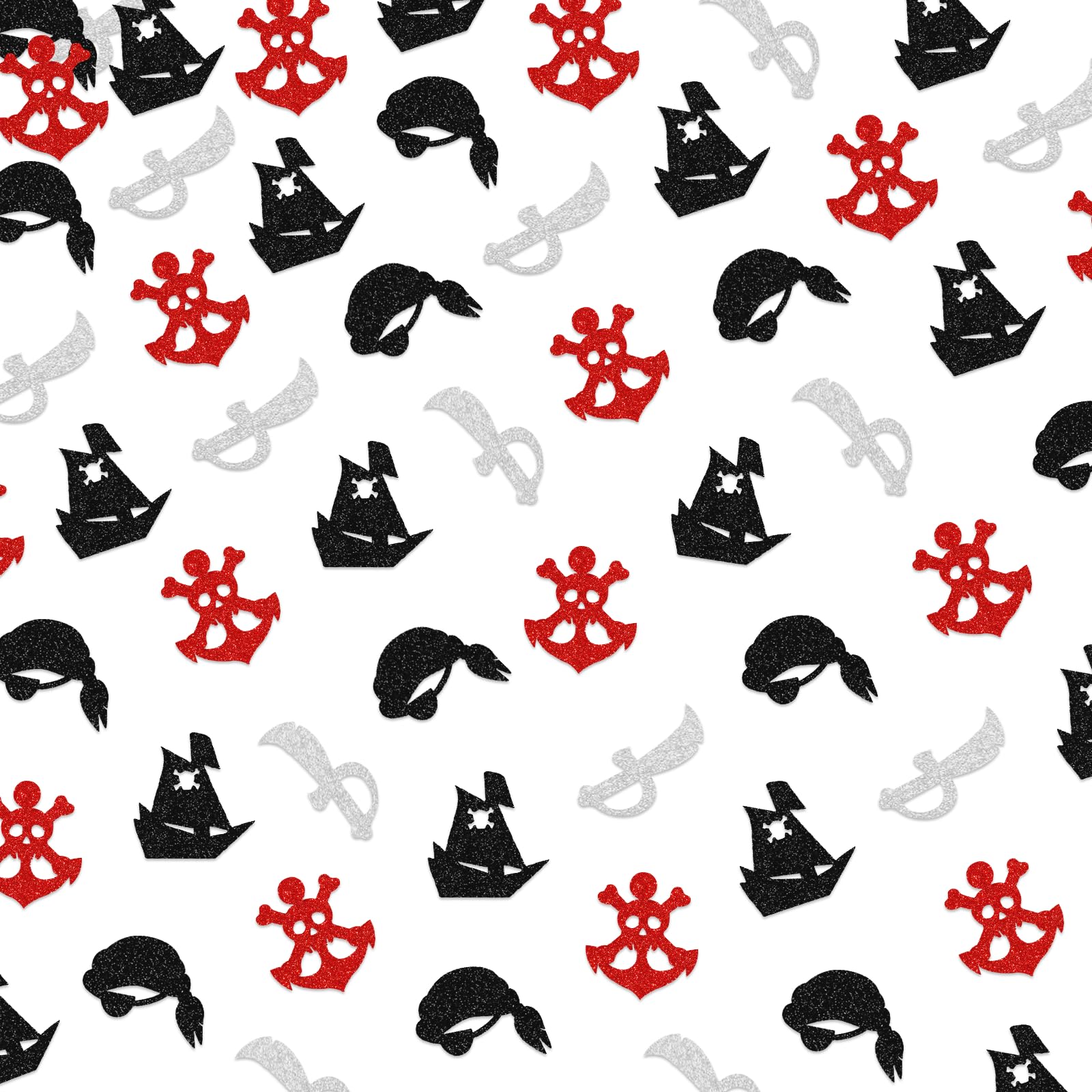 Photo 1 of 150Pcs Pirate Party Decorations Confetti for Boys, Glitter Pirate Ship Captain Hat Skull Table Scatter for Pirate Theme Baby Shower Kids Birthday Party Table Decorations Supplies