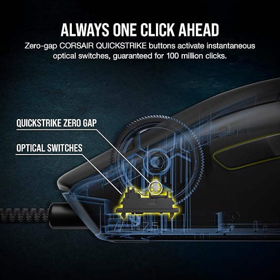 Corsair M75 Wired RGB Lightweight FPS Gaming Mouse – 26,000 DPI – Swappable Side Buttons – PC – Black