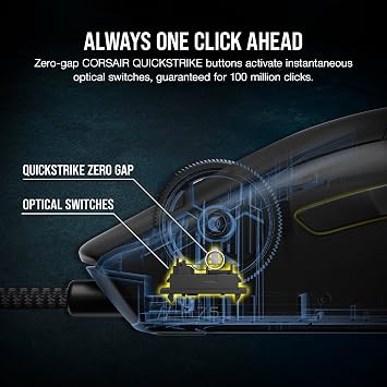 Corsair M75 Wired RGB Lightweight FPS Gaming Mouse – 26,000 DPI – Swappable Side Buttons – PC – Black