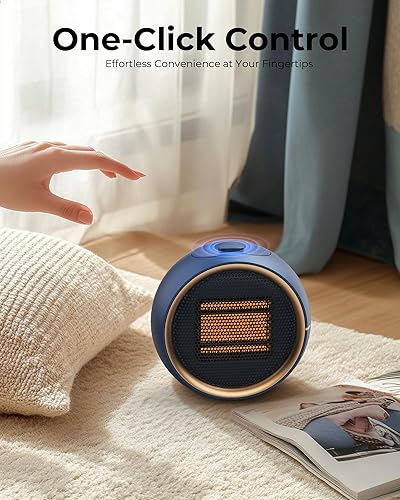 Miniatura 7 de Calentador de espacio para uso en interiores, calentador eléctrico portátil con calentamiento rápido 2S y cerámica PTC, protección contra