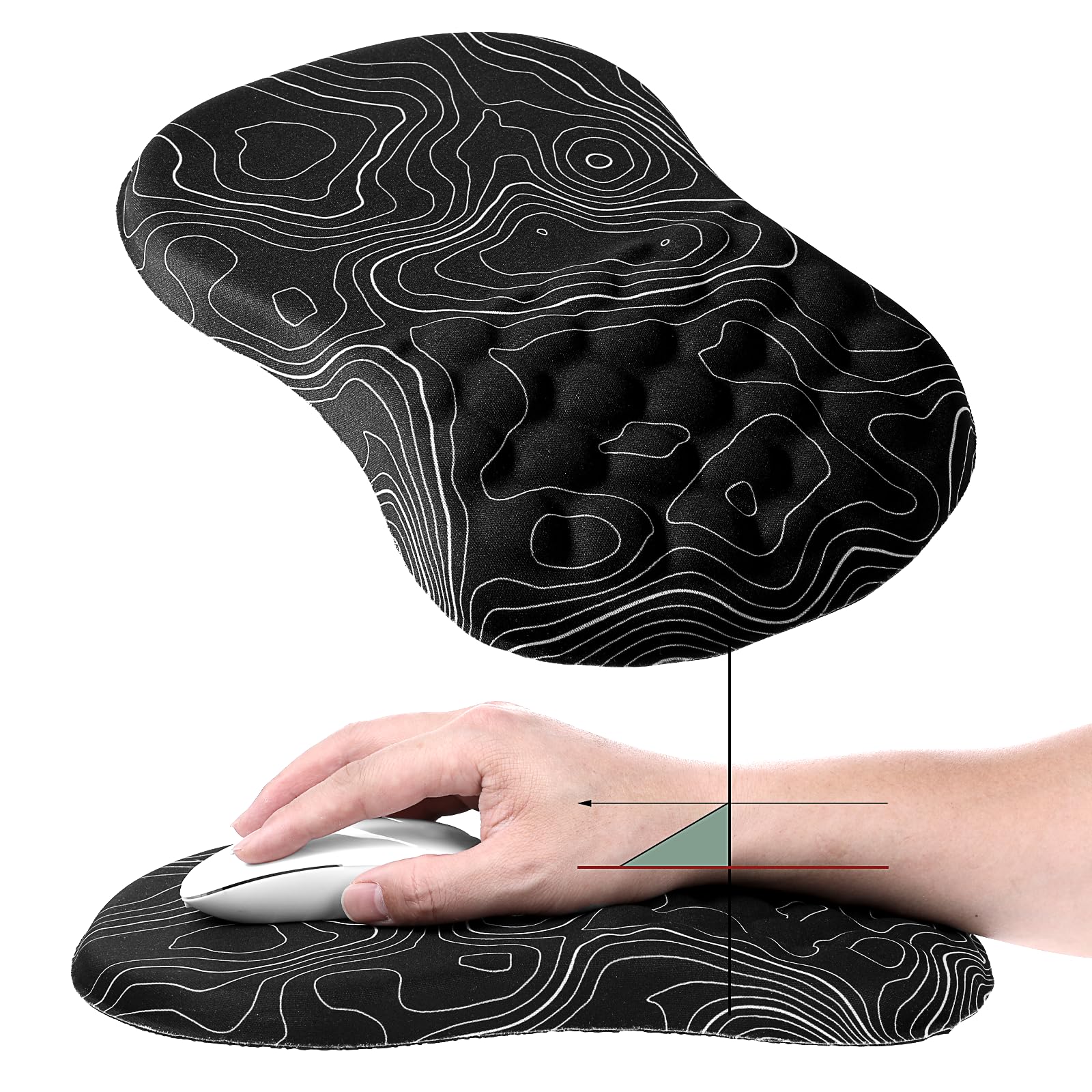WLLHYF Ergonomic Mouse Pad Wrist, 2 in 1 Ergonomic Wrist Support with Massage Design Non-Slip Carpal Tunnel Pain Relief Wrist Rest Mousepad for Desk Computer Keyboard Set Wireless Mouse Pad