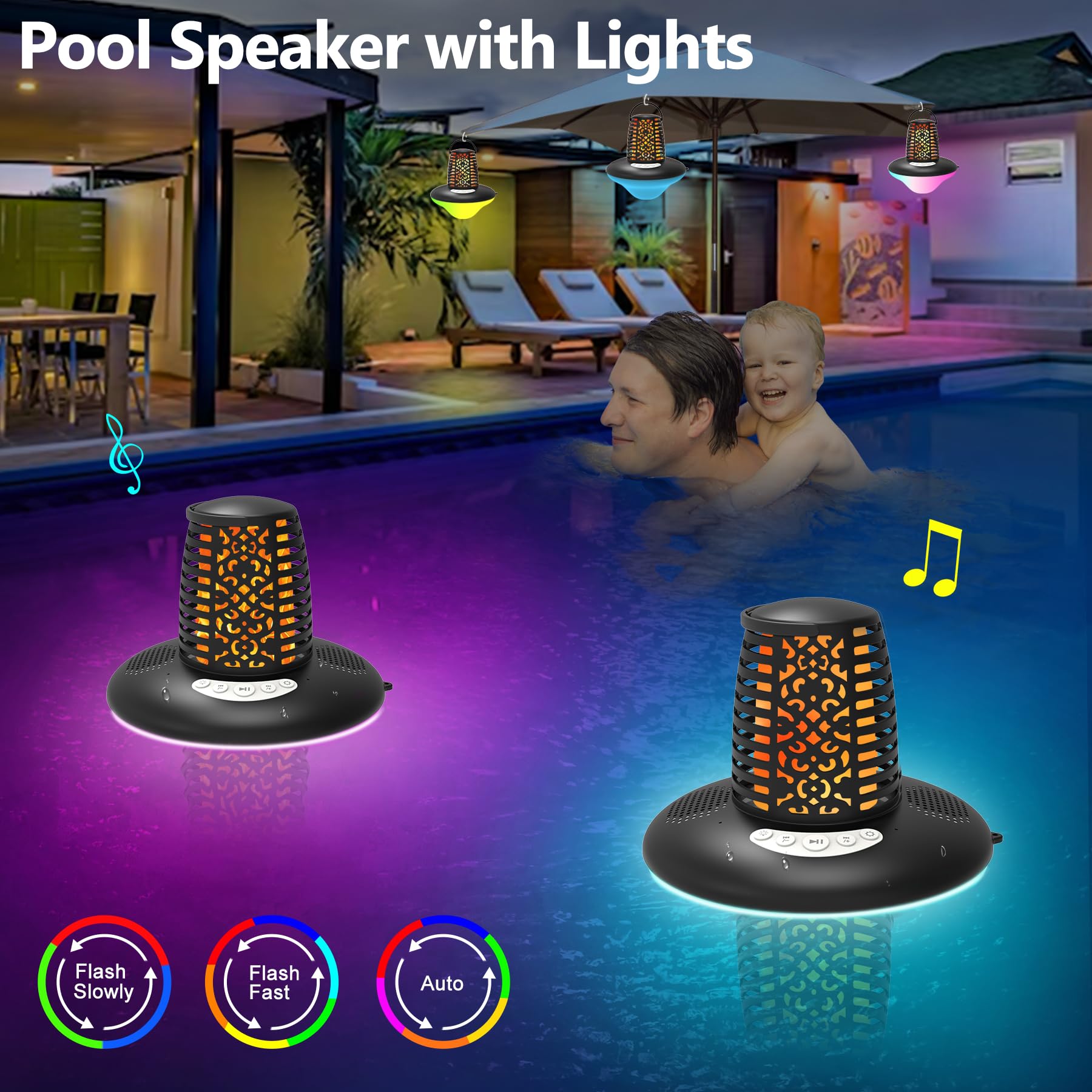 Altoparlante Bluetooth KingSom Con Fiamma E Luci RGB – Impermeabile IP68, Galleggiante, Suono Stereo Potente E TWS