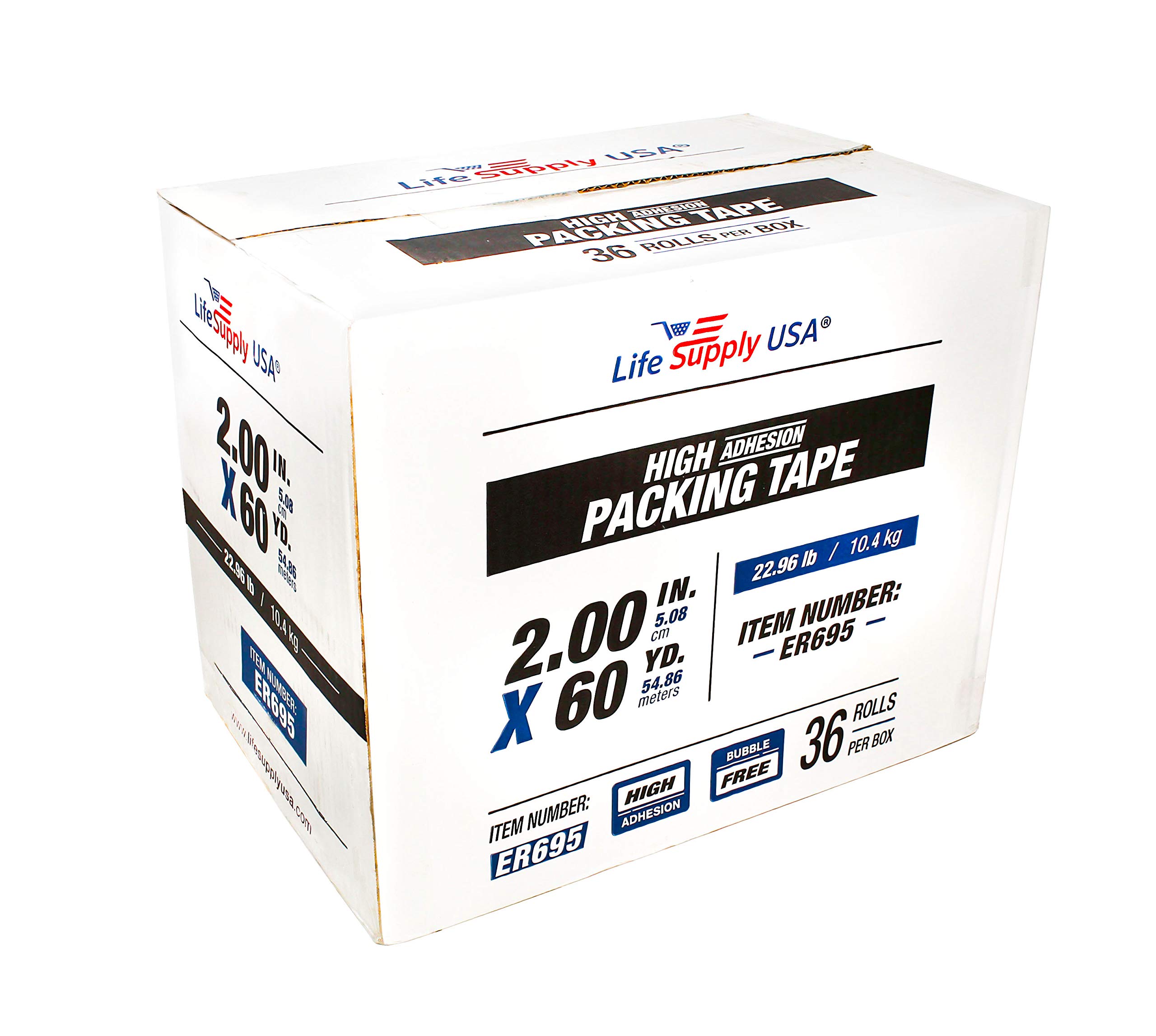LifeSupplyUSA Lot de 36 rouleaux de ruban adhésif résistant pour emballage de déménagement Transparent sans bulles