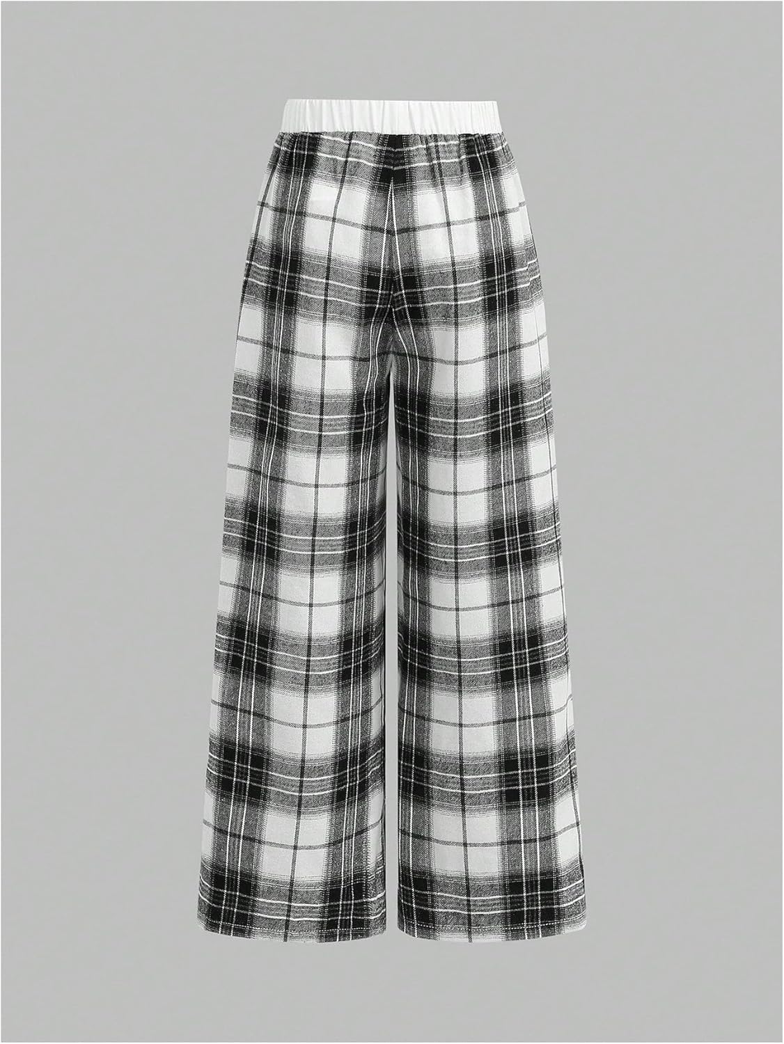Girl's Plaid Baggy Pants Gingham Elastic Waist Wide Leg Casual Loose Trousers - Image 2