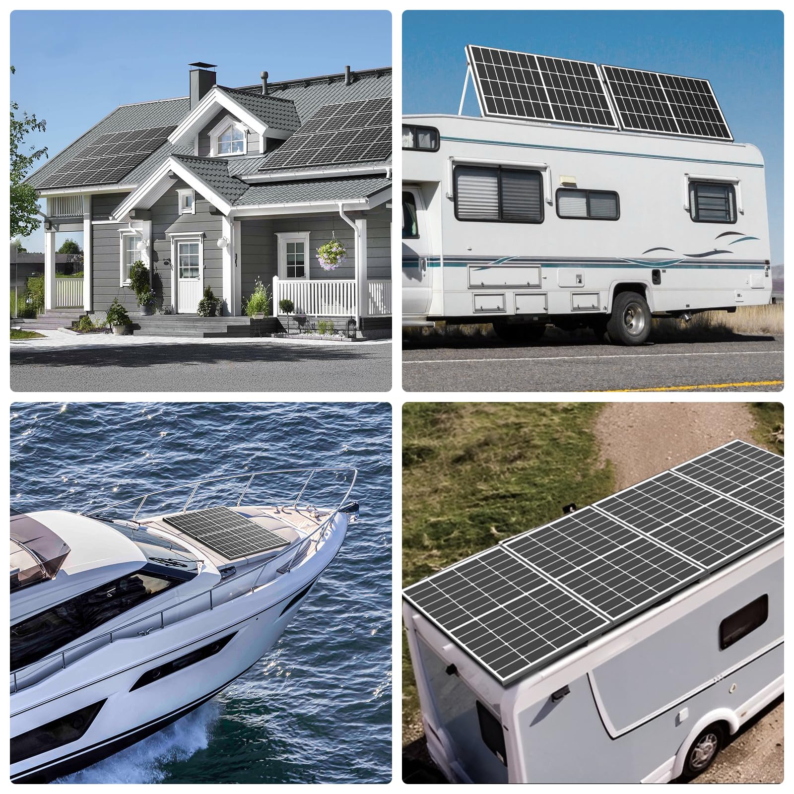 Pannello solare da 300 W, 12 V, pannello solare monocristallino, modulo PV 25,4%, ad alta efficienza per roulotte, camper, case, balconi, barche, tetto, batterie e fuoristrada (300 W)