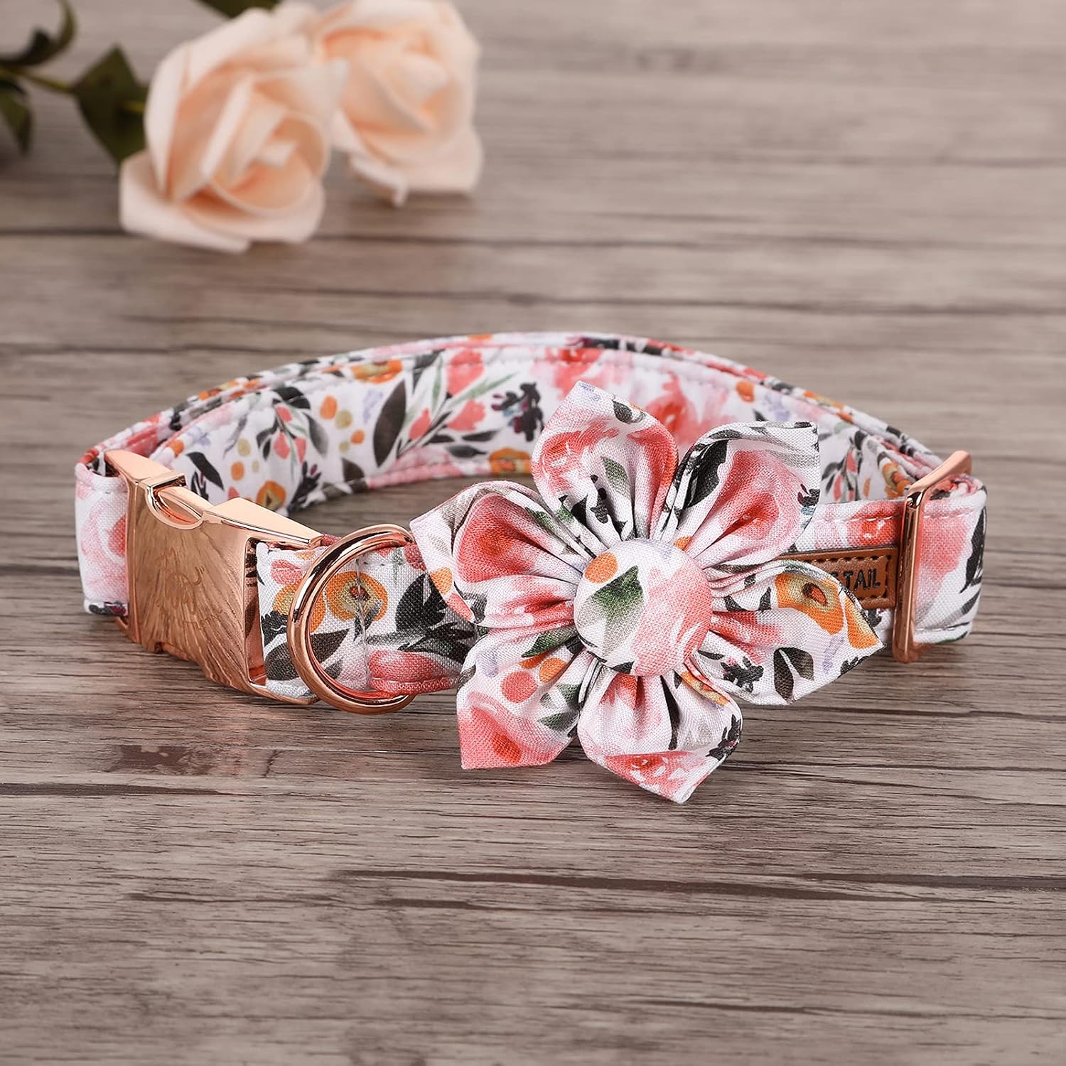 Elegant little tail Floral Girl Dog Collar for Female Dogs, Pet Collar Adjustable Dog Collars with Flower Gift for Medium Dogs image 2