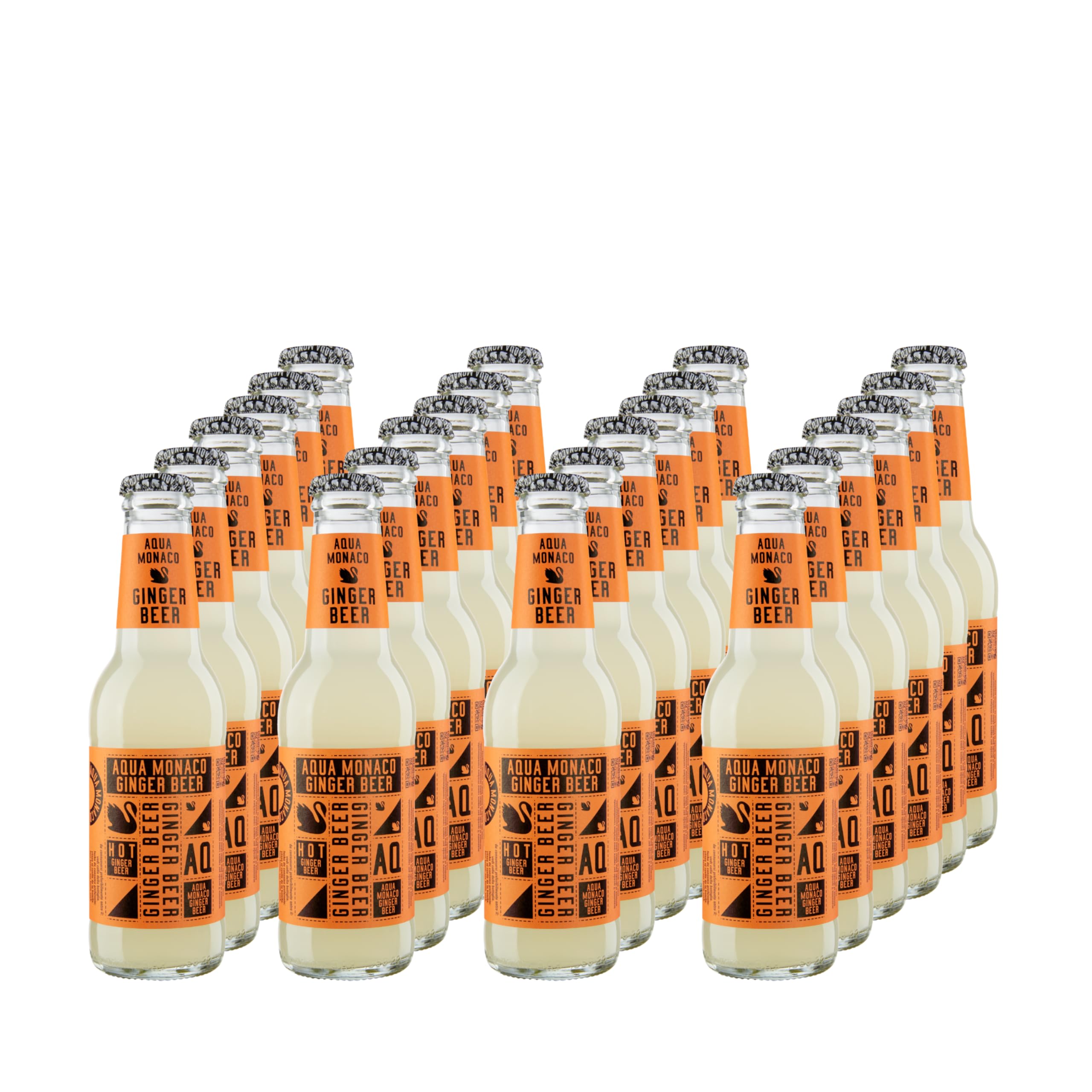 AQUA MONACO Sodato Ginger Beer, extra-piccante, succo di radice di zenzero, base perfetta per i mules, ideale con rum o bourbon - 24 bottigliette da 200ml