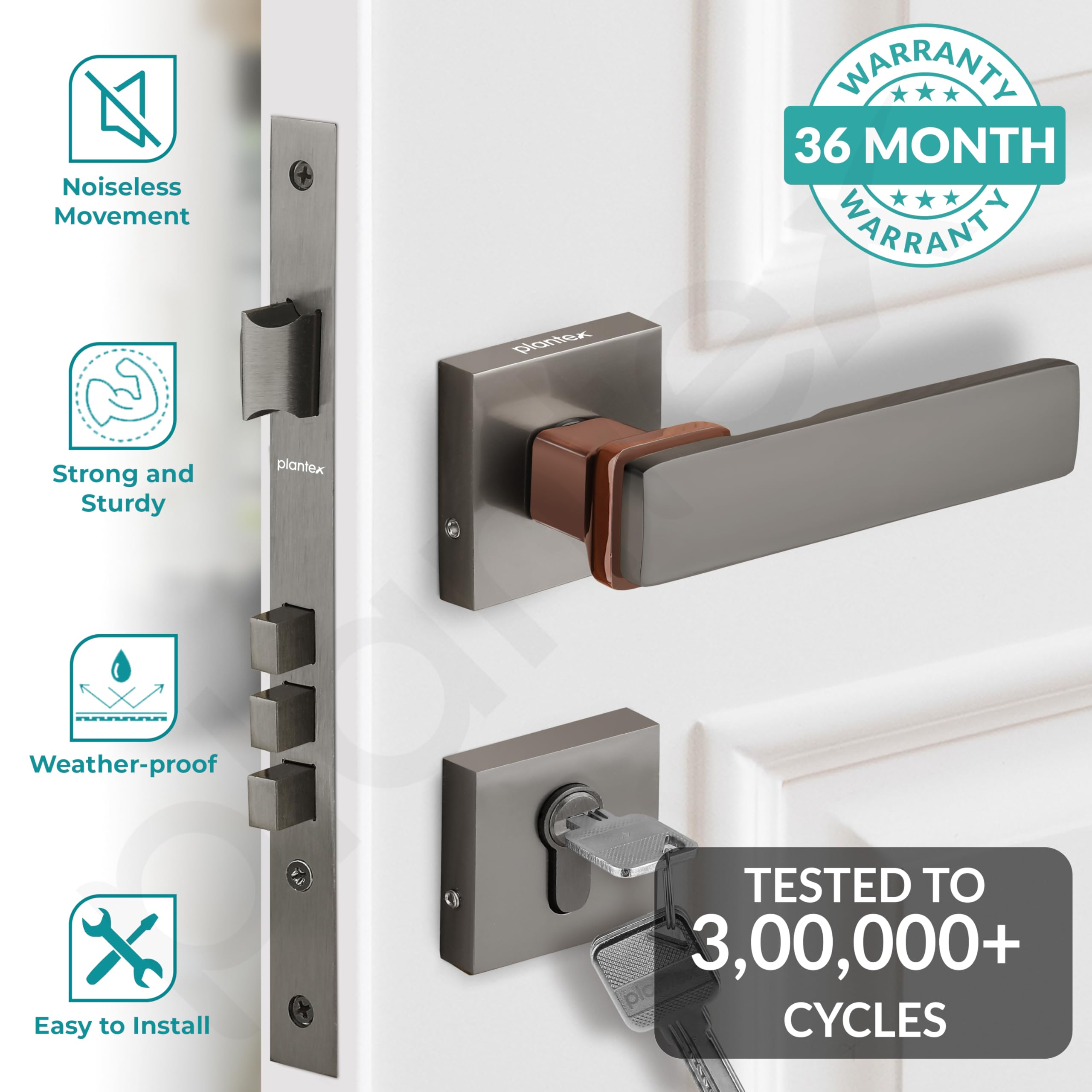 Plantex Triple Security Door Lock - Secure Your Home -2