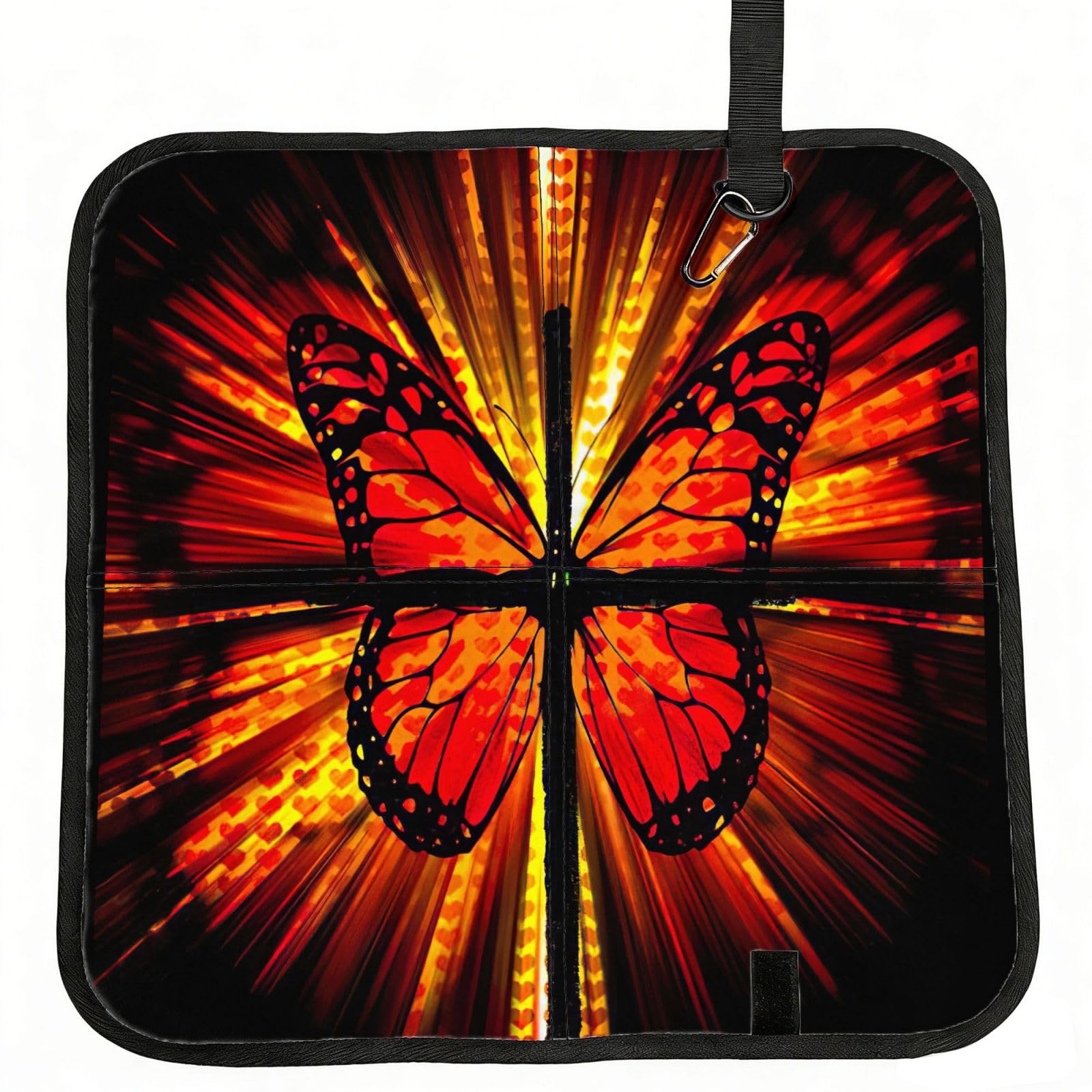 bghdfa Orange Butterfly Print Outdoor Sitting Mat Waterproof Oxford Cloth Seat Cushion Folding Foam Camping Seat For Picnic