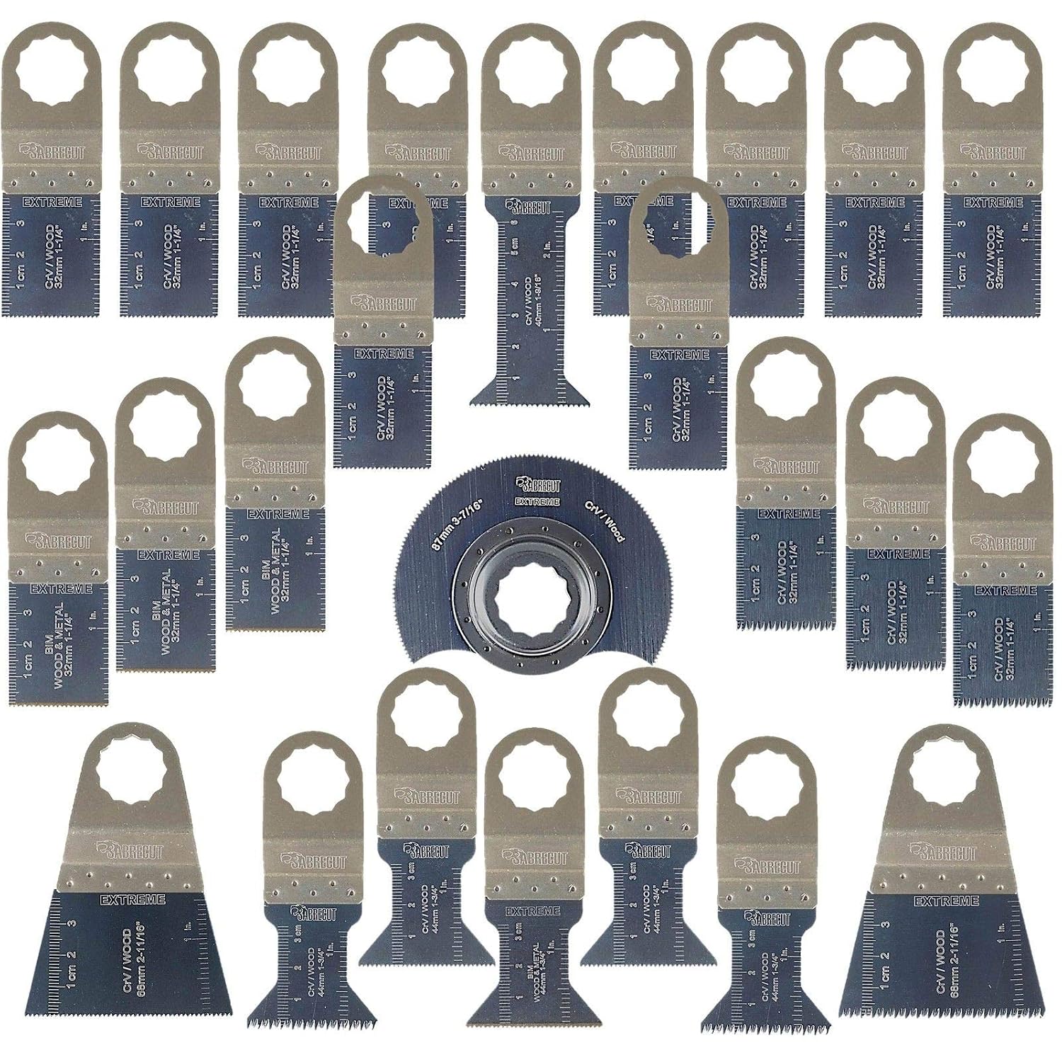 25 x SabreCut SCK25A Premium OMT Mix Blades for Fein SuperCut and Festool Vecturo ONLY (ONLY Non-StarLock) Oscillating Multitool Multi Tool Accessories