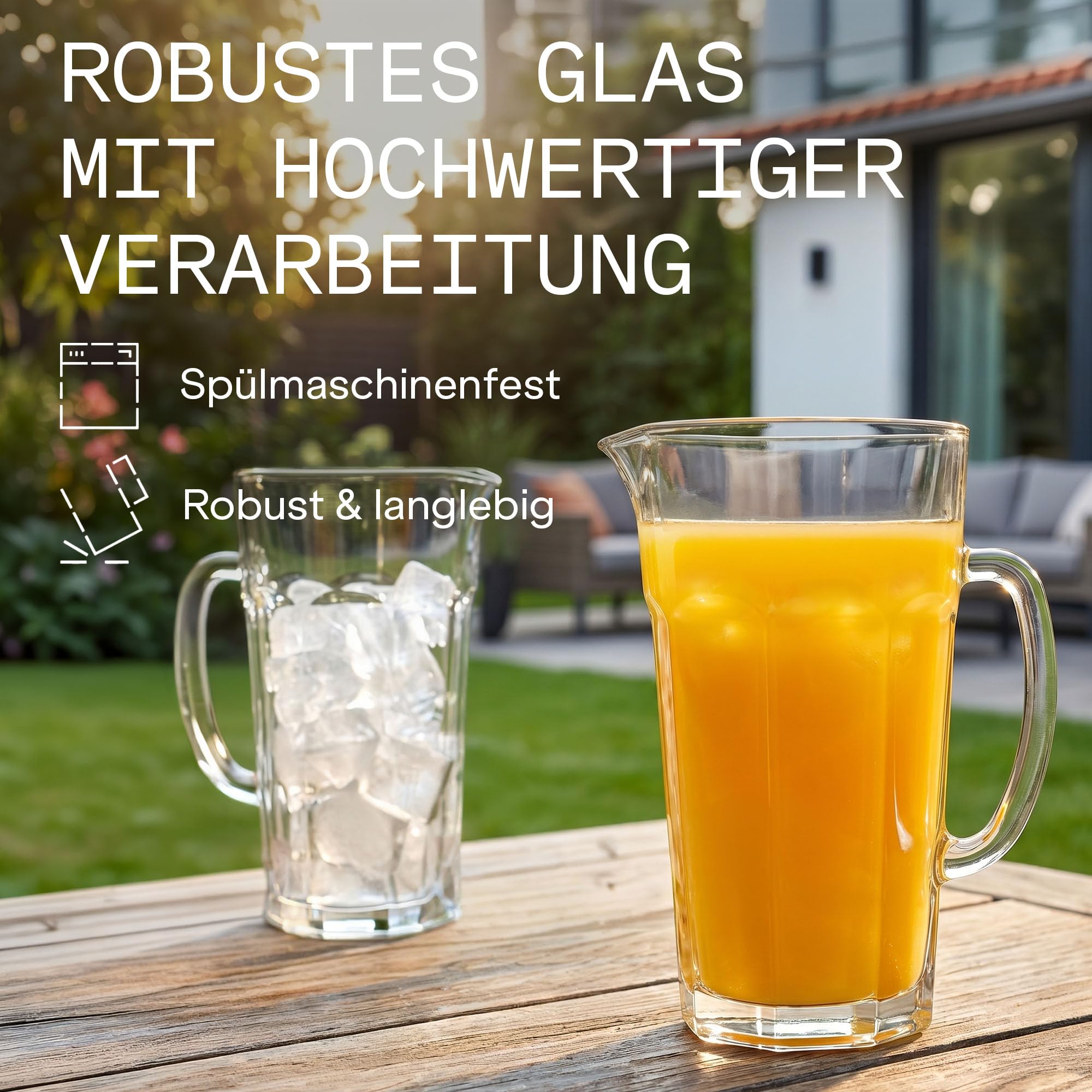 Stölzle Lausitz Max Jug Wasserkrug Glaskrug Wasserkaraffe 1,2 l, 6er-Set