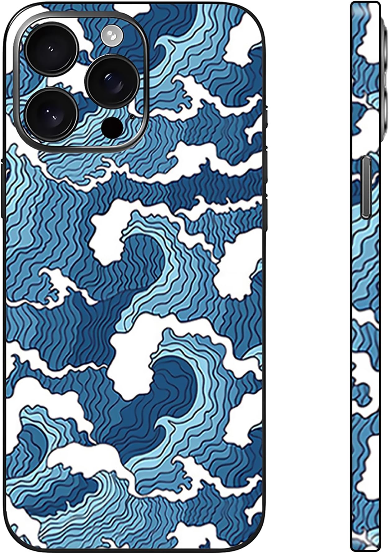 Skin Wrap for iPhone 13/14/15/16/17 Pro Max, Vinyl Decal Sticker Cover Protective Film for Phone Back, Camera, Frame (Blue, 15 Pro Max)