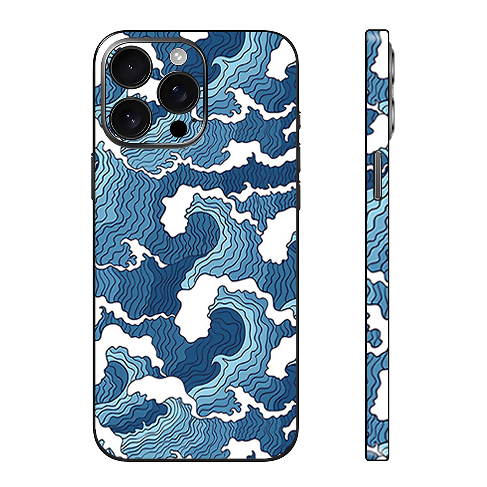 Skin Wrap for iPhone 13/14/15/16/17 Pro Max, Vinyl Decal Sticker Cover Protective Film for Phone Back, Camera, Frame (Blue, 15 Pro Max)