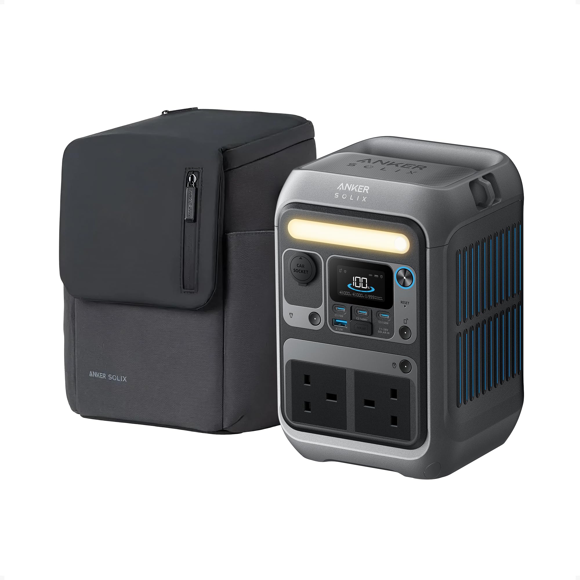 Anker Solix C300 Portable Power Station With Carrying Case, 288Wh Lifepo4 Battery, 300W (Peak 600W) Solar Generator, 140W Fast Charge, For Camping, Outdoors, Travel & Emergency