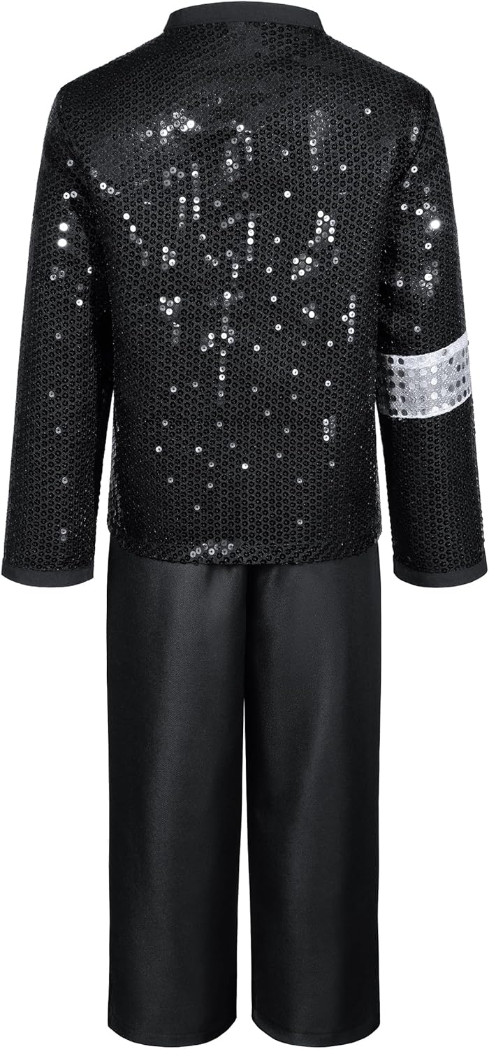 Dance Star Kids Costume for Boys 80s 90s Pop Stage Cosplay Party Halloween Role Play Black 3-12 Years - Image 5