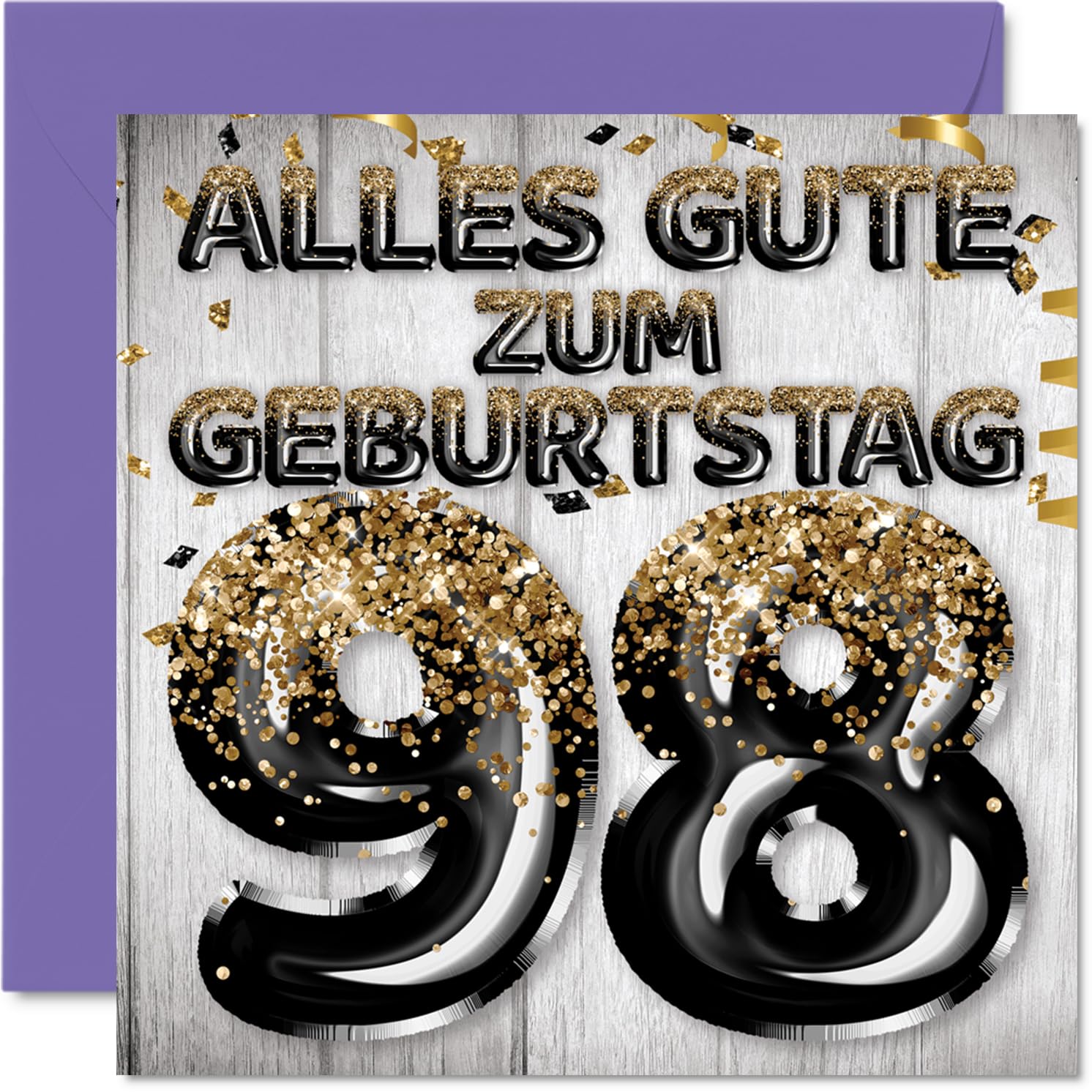 Stuff4 Carte D'anniversaire 96 Ans Pour Homme – Ballons à Paillettes Noirs Et Dorés – Cartes D'anniversaire Pour Homme De 96 Ans, Papa, Grand-père