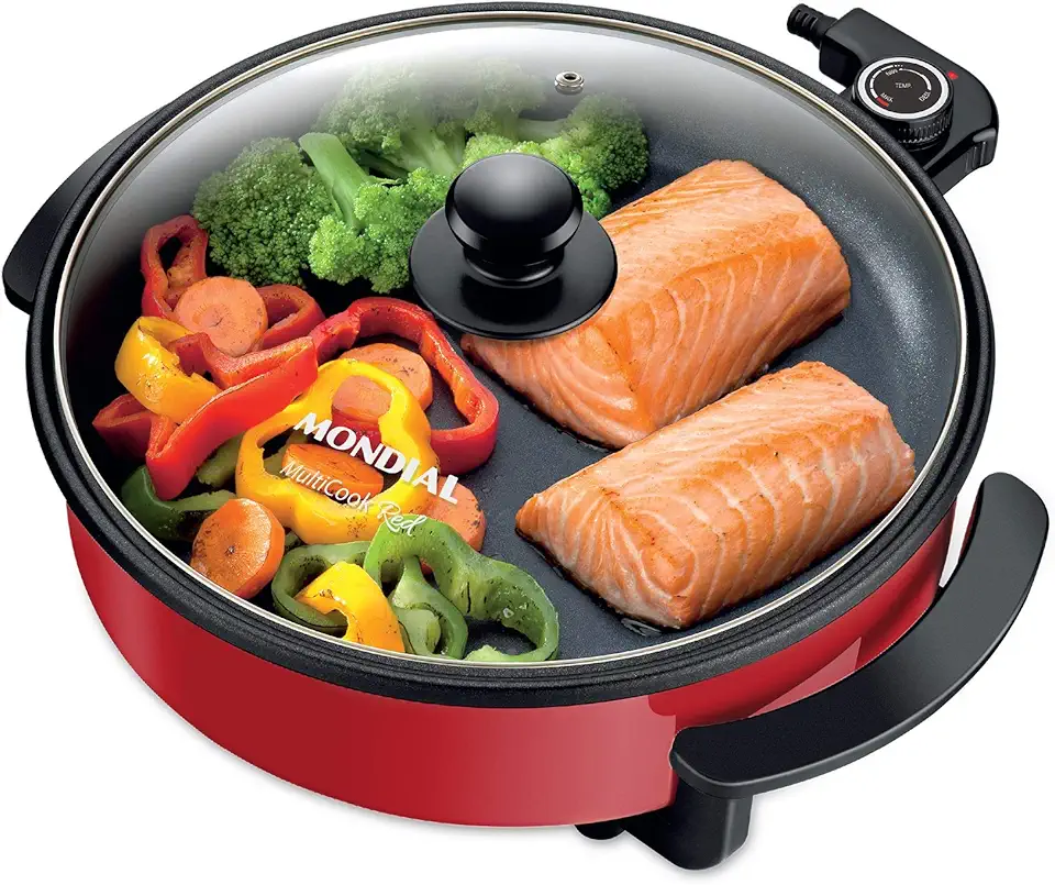 MONDIAL Panela Elétrica Redonda, Vermelho, 1200W, 110V - PE-28