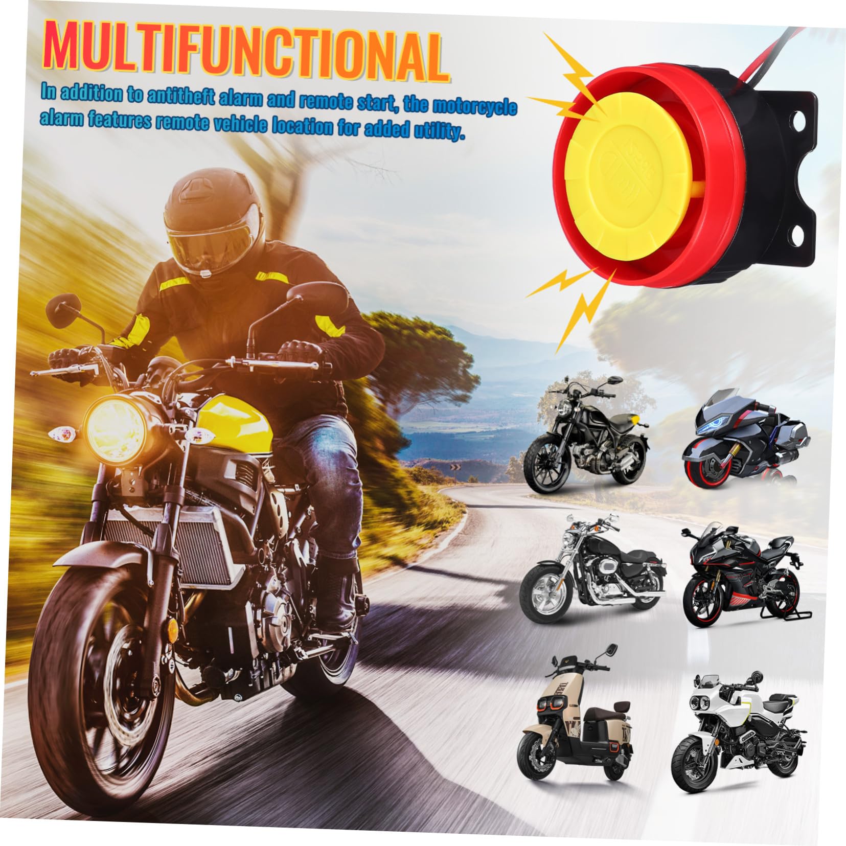 Abaodam Antifurto per Moto con Avviamento Remoto e Allarme Antieffrazione in Abs Nero per Scooter e Motociclette 315mhz con Telecomando Incluso