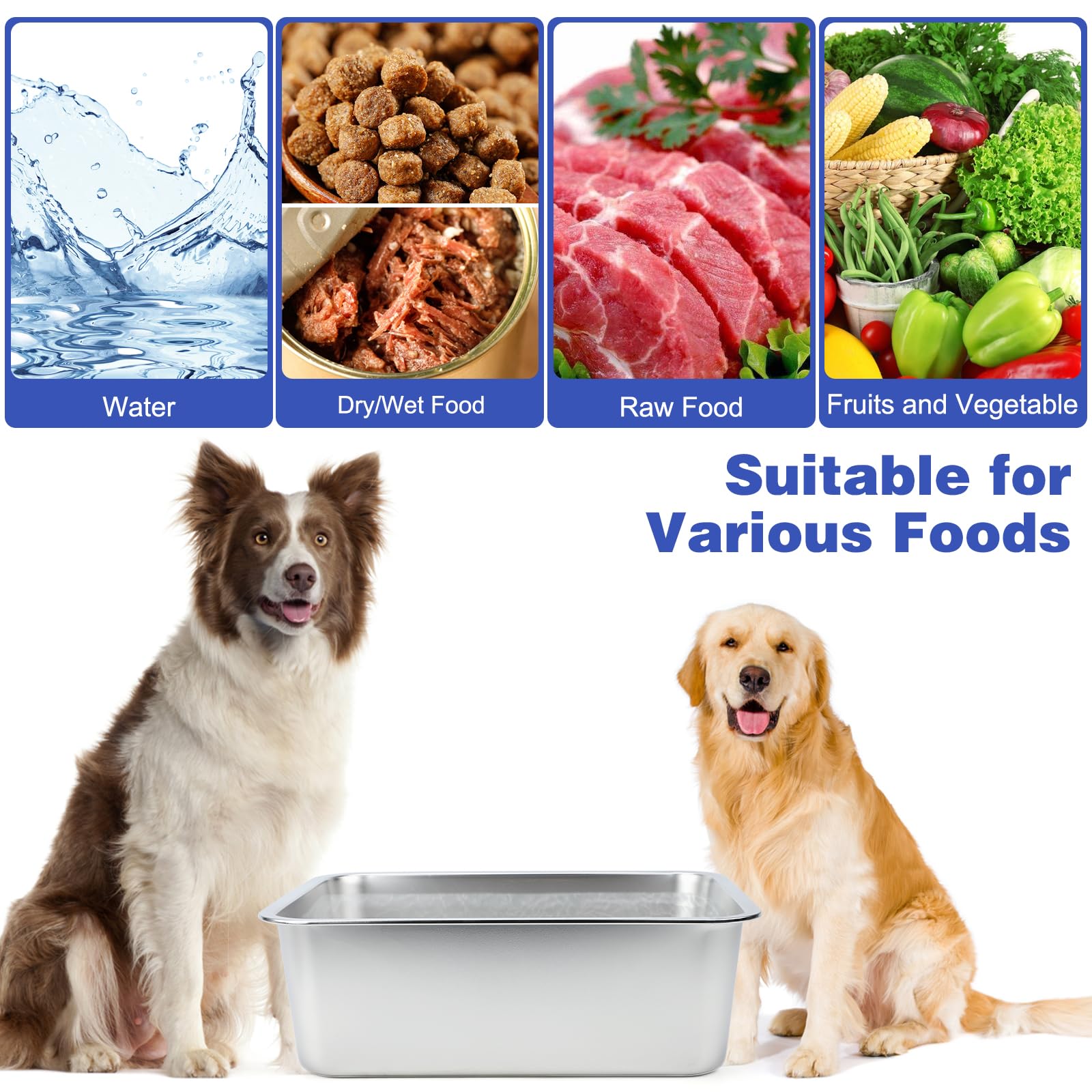 Cuenco Grande de Agua para Perros de 5 galones, Cuencos de Metal de Acero Inoxidable para Perros, Cuenco de Comida para Mascotas de Gran Capacidad, Plato de Agua para Interiores y Exteriores