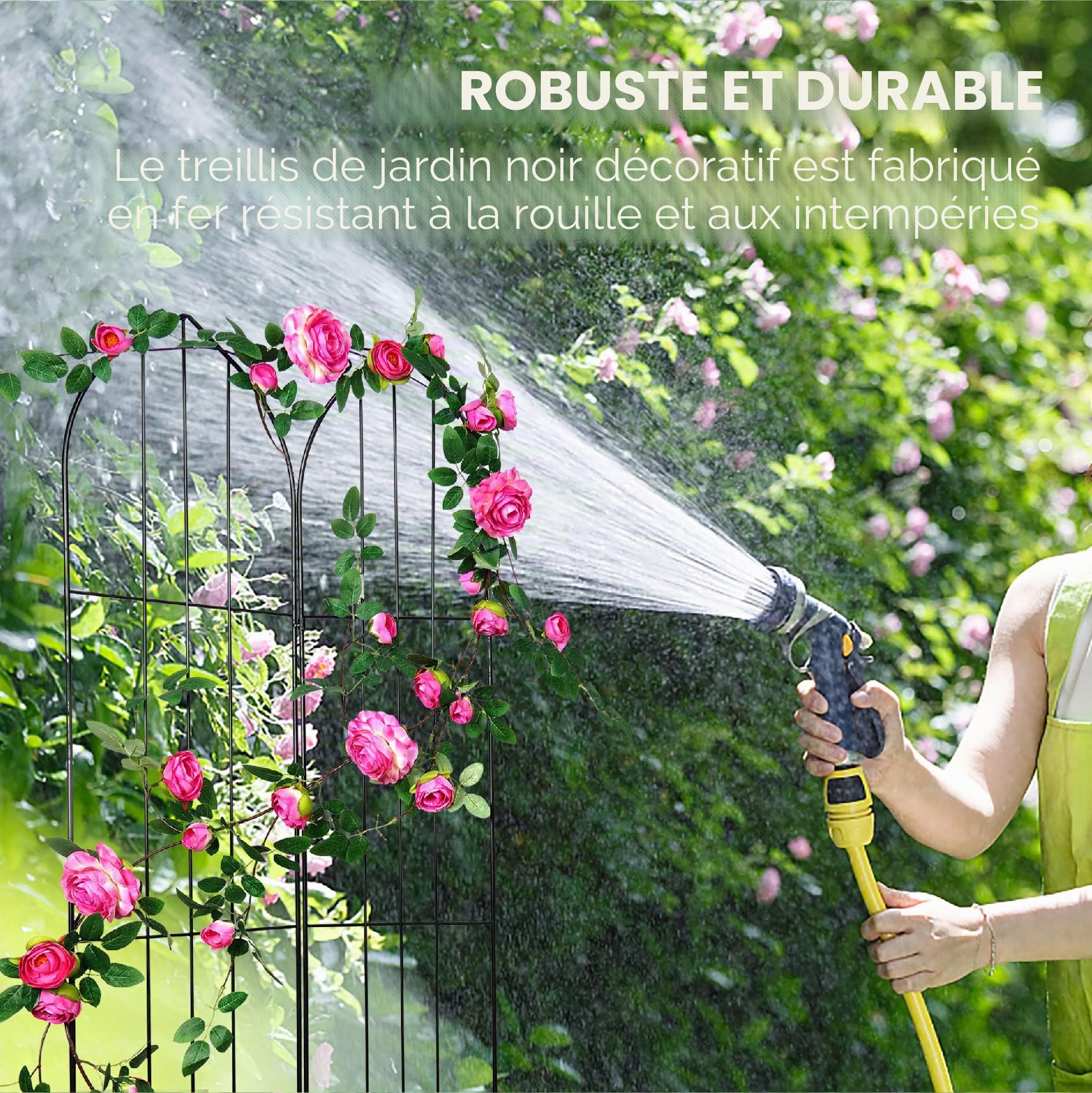 GARDEN Lot de 2 Treillis de Jardin pour vignes et Plantes grimpantes en Plein air, Panneaux de Grille en Fil de Fer pour pergola grimpante en Pot, Concombre, Tomate, Rose