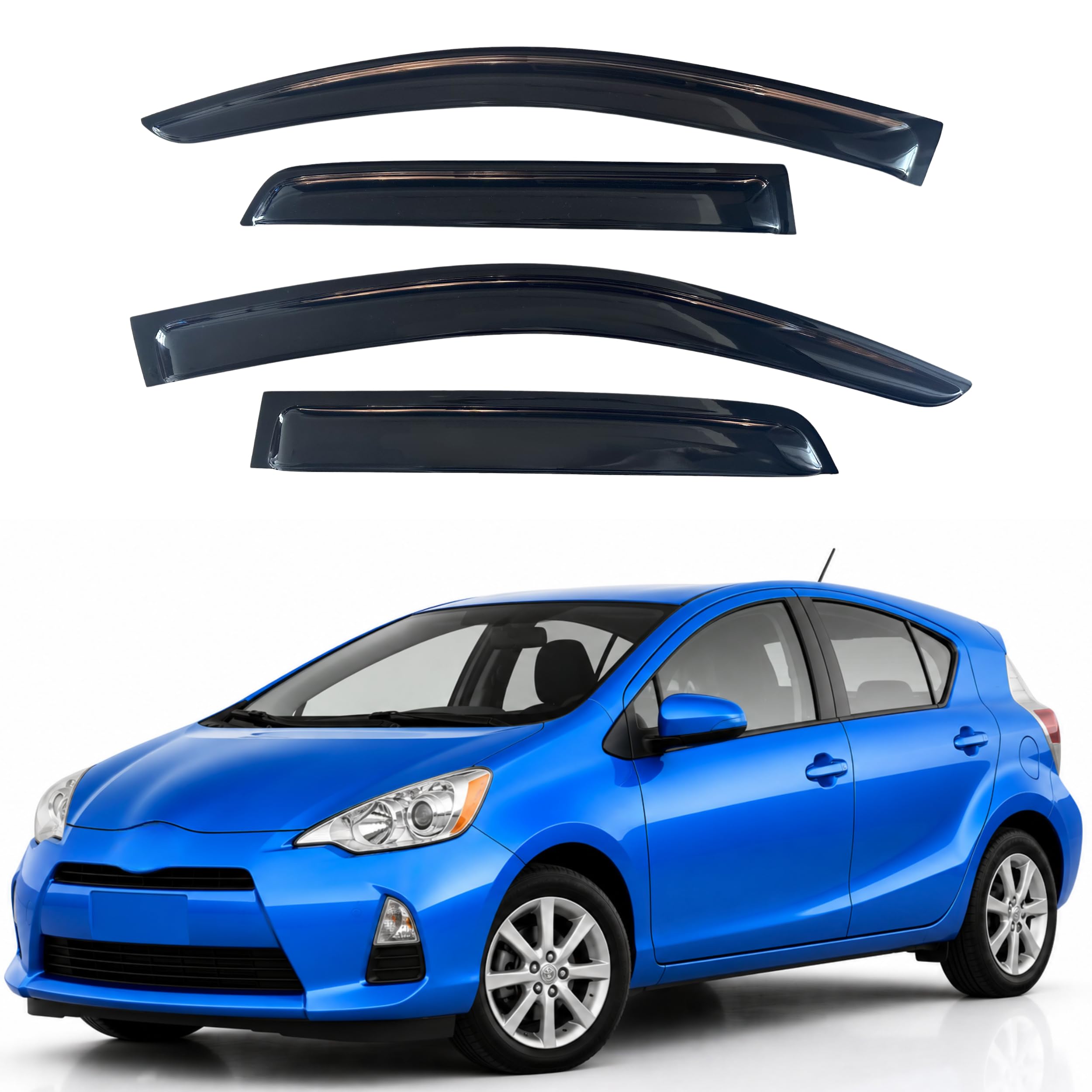 IG Window Visors Fit for 2012-2019 Toyota Prius C, Out-Channel Rain Guards Vent Wind Deflectors 4PC, Car Accessories for 12-19 Prius C (Prius C Model Only)