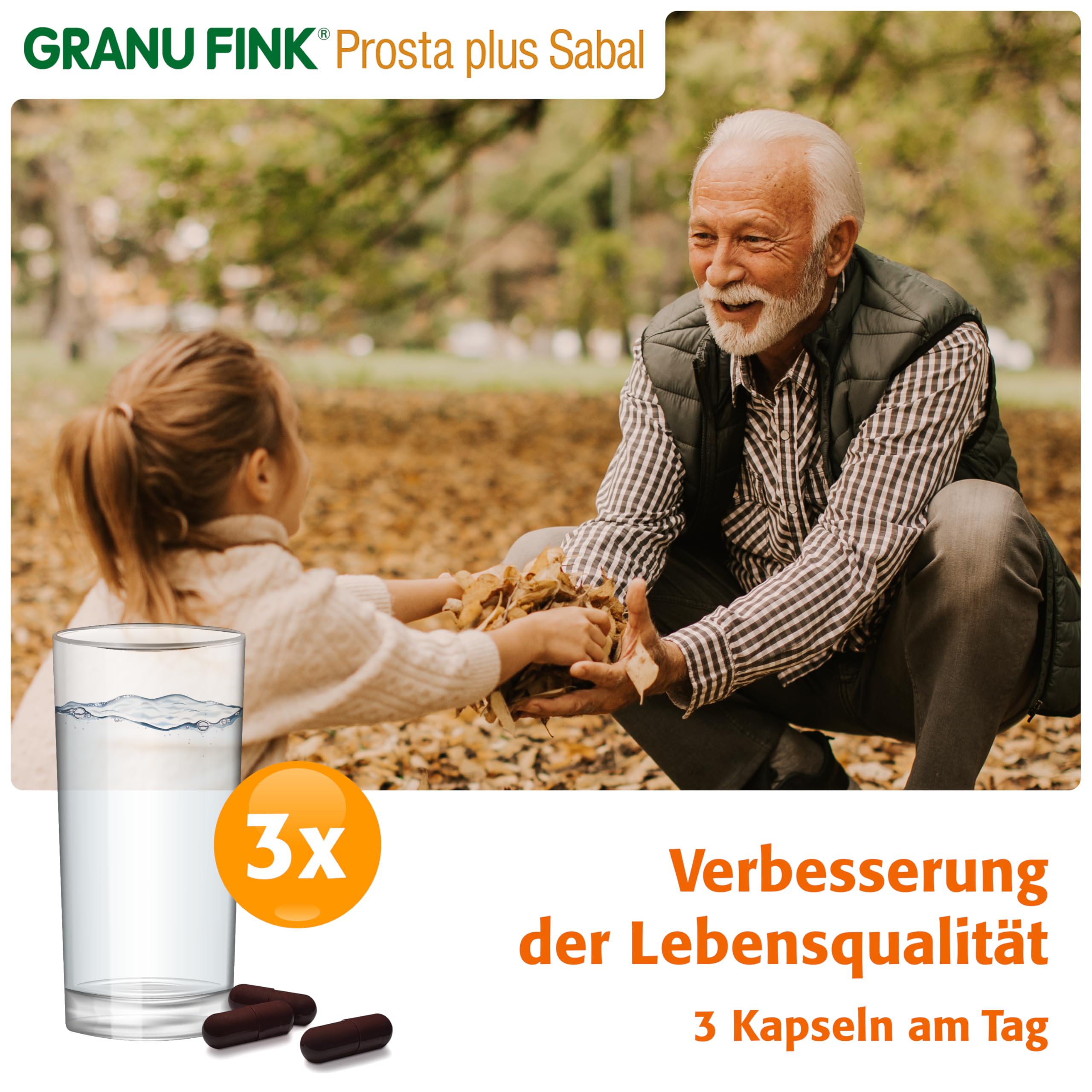 GRANU FINK Prosta plus Sabal – Prostata-Kapseln zur Stärkung des Prostata-Blasen-Systems – mit Uromedic Kürbis und Sägepalme – made in Germany – 60 Hartkapseln
