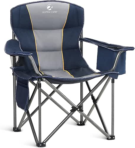 ALPHA CAMP Heavy Duty Camping Chair 500LBS Capacity, Oversized Folding