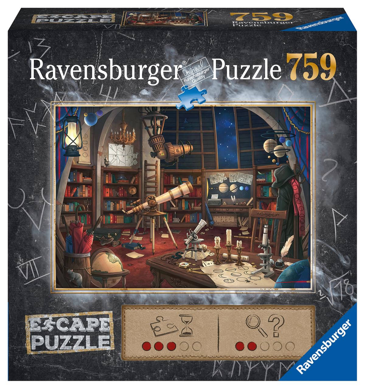 Ravensburger - Escape Puzzle - Observatoire astronomique - pour Adultes et Enfants dès 12 Ans - 759 pièces, 1 Guide de Jeu, 1 enveloppe Solution - Inspiré des Jeux d'évasion - 19956