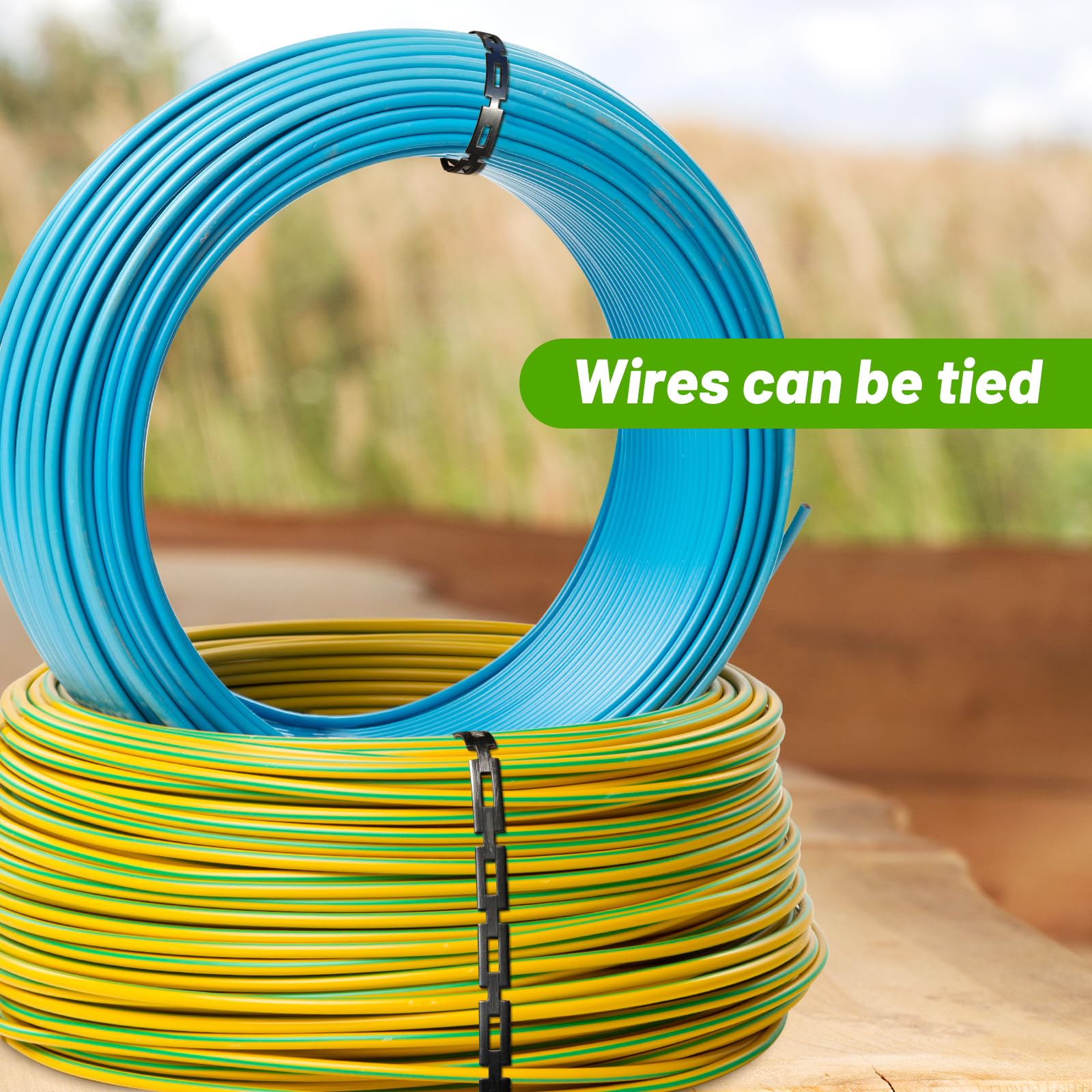 Corbata de plástico para árbol con bloqueo de cadena, correas de soporte ajustables de 1,27 cm de ancho para estacar cables flexibles reutilizables para plantas y árboles inclinados, accesorios