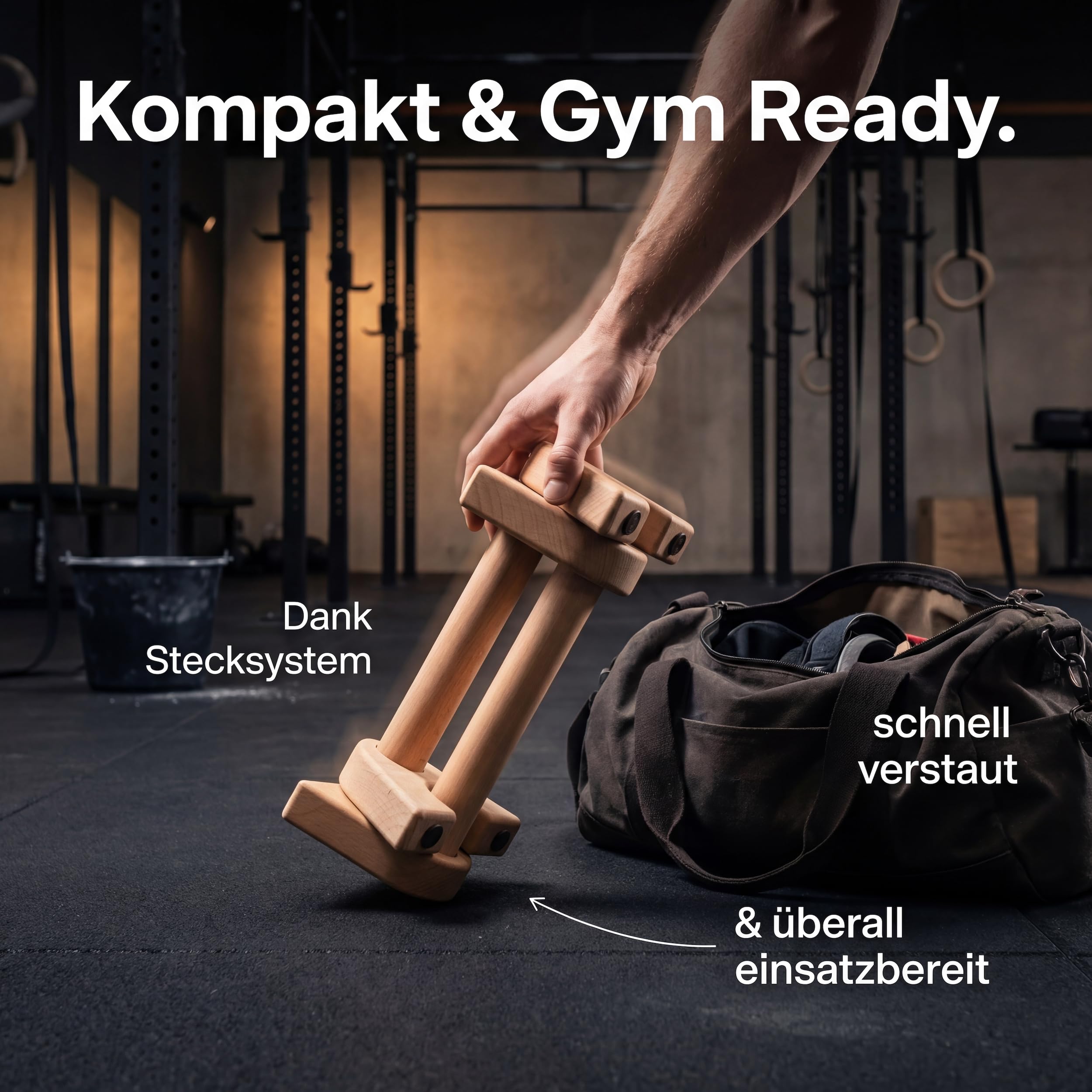 Liegestützgriffe extra lang - Transportable mini Parallettes - einfach verstaubare Handstand Griffe - Calisthenics Equipment zum Mitnehmen