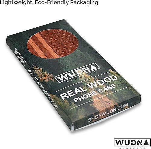 Miniatura 4 de WUDN Funda de madera para teléfono, grabada con láser (bandera americana en caoba) compatible con iPhone 7 Plus u 8 Plus