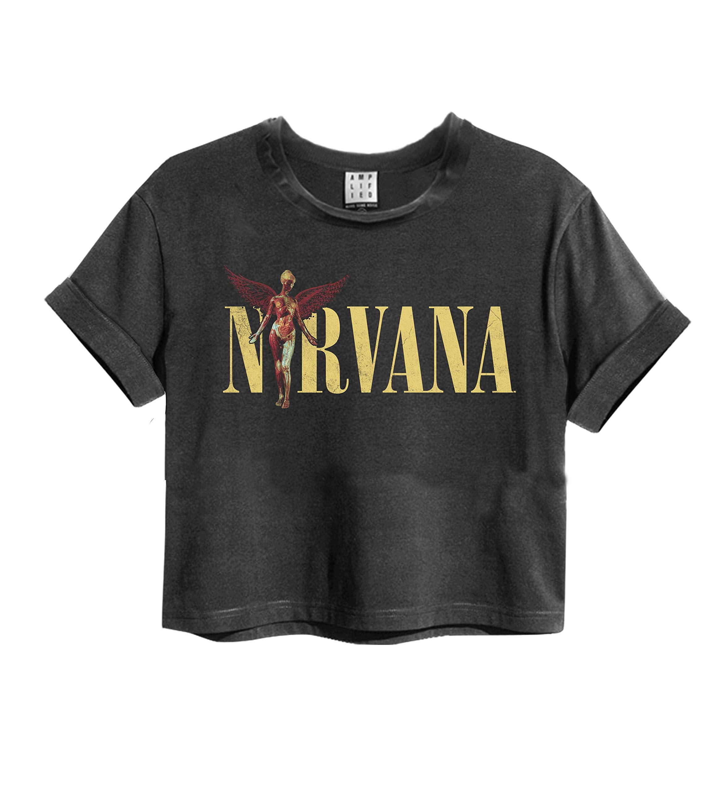 Amplified Nirvana in Utero Crop Top, Charcoal, S