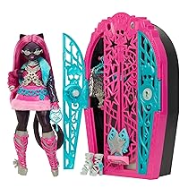 Monster High Segreti da Brivido – Catty Noir I Misteri di Hauntlywood, bambola con abiti, guardaroba e 19 accessori glamour a sorpresa inclusi, giocattolo per bambini, 4+ anni, JBG82