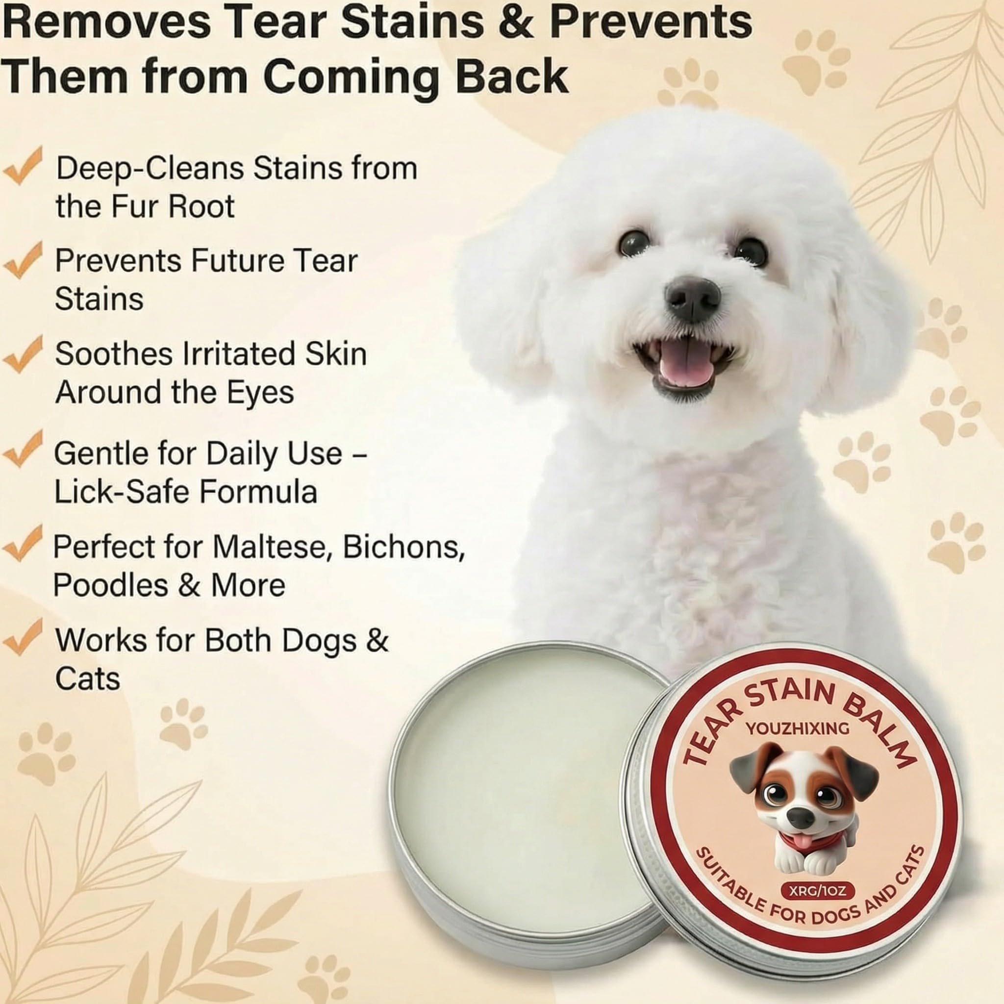 YOUZHIXING Pet Facial Grooming Kit for Dogs & Cats – Natural Fur Balm & Grooming Tools – Gentle Grooming Set for Maltese, Shih Tzu, Poodles & Cats (black, 2in1) - 2